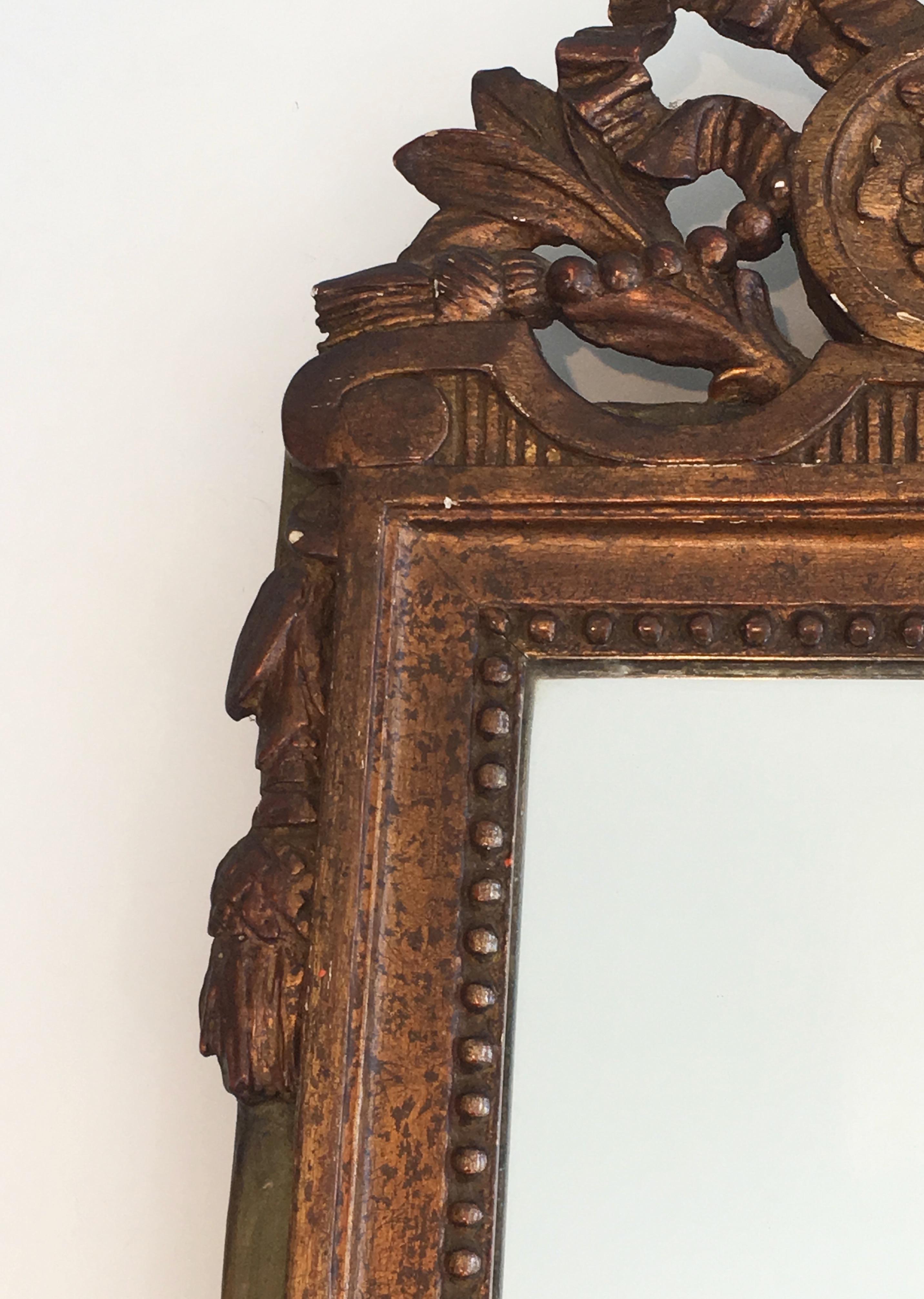 Louis the xvi Style Gilt and Painted Wood Mirror, French, 19th Century For Sale 9