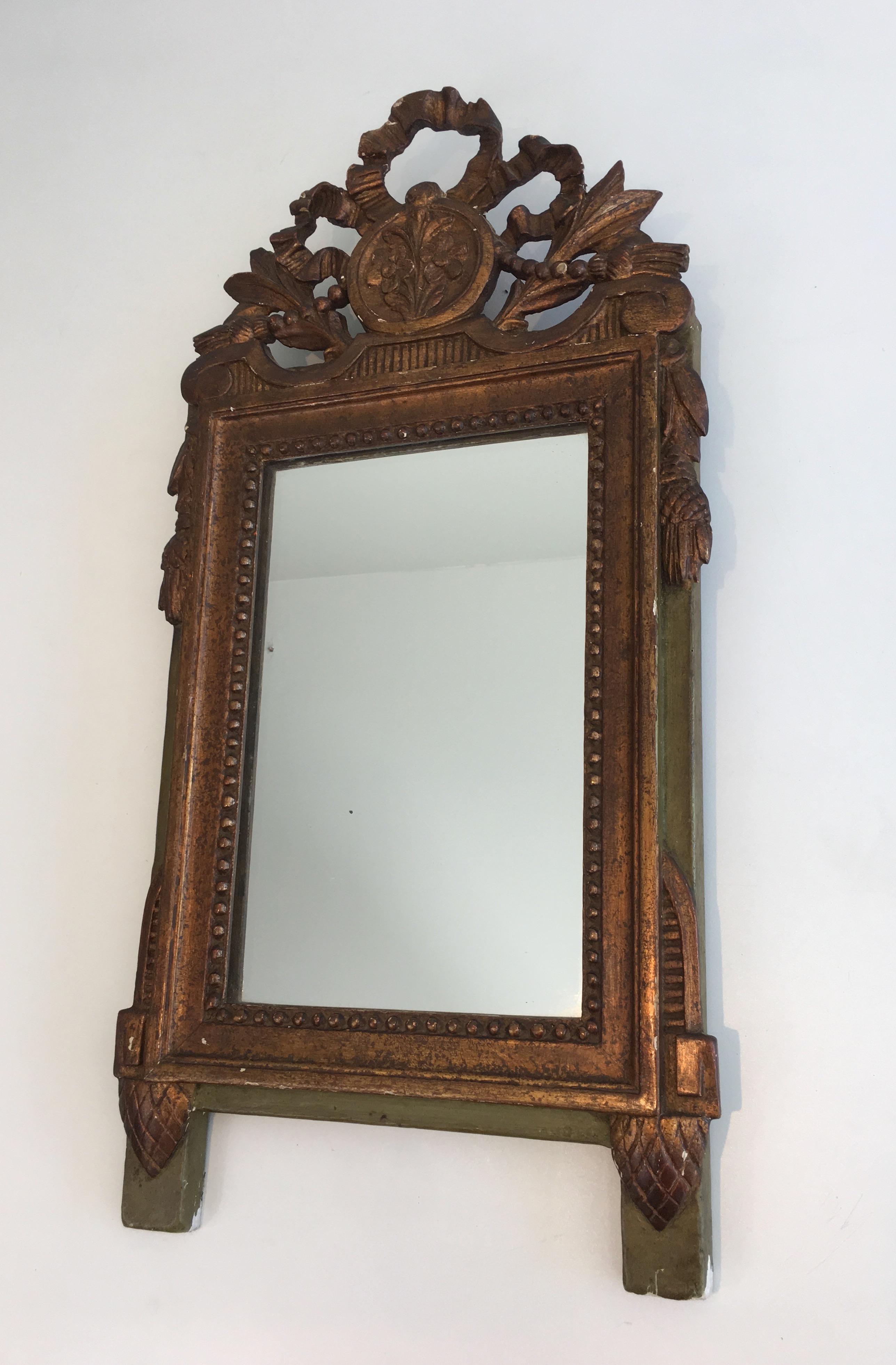 Louis XVI Louis the xvi Style Gilt and Painted Wood Mirror, French, 19th Century For Sale