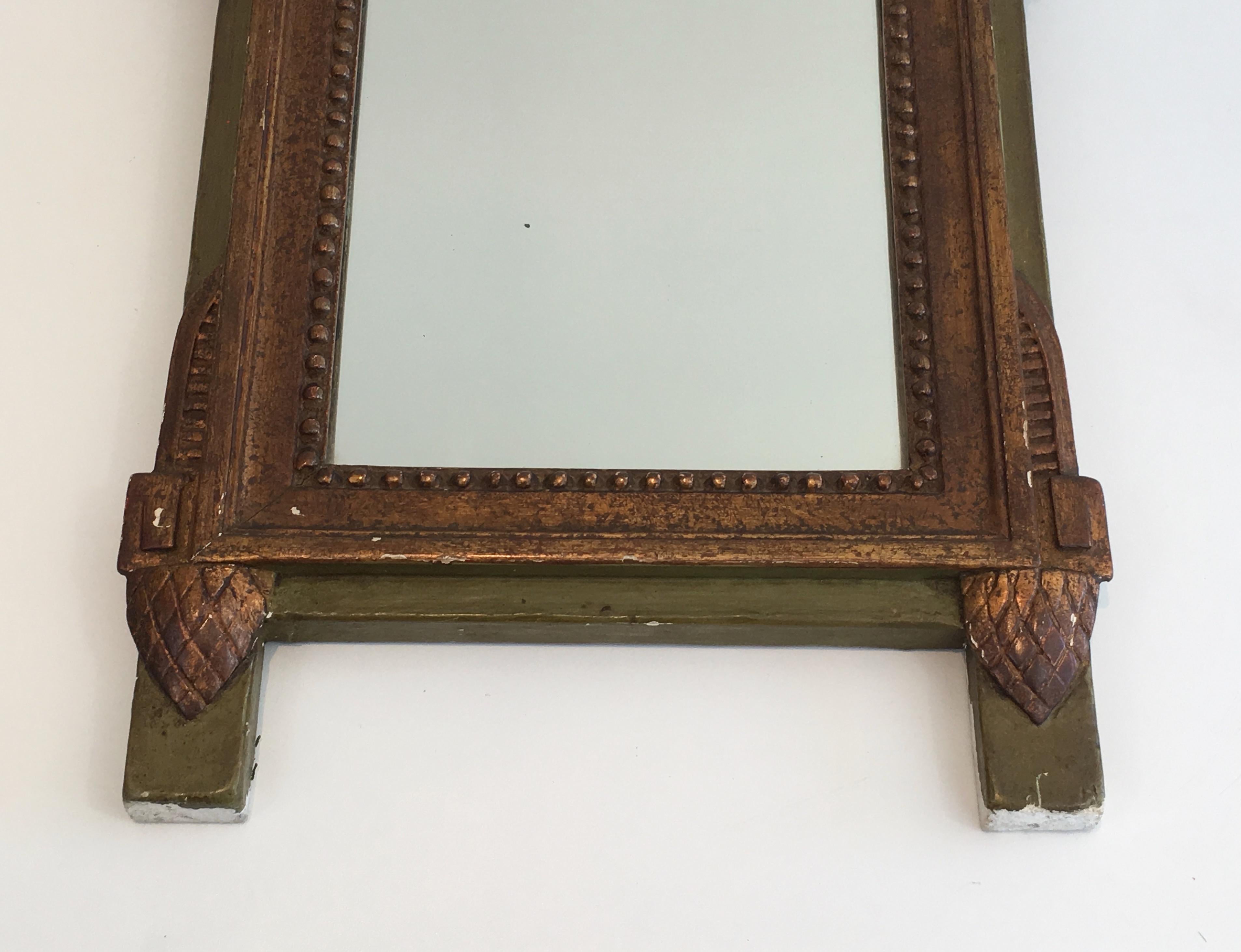 Miroir en bois peint et doré de style The xvi, français, 19e siècle Bon état - En vente à Marcq-en-Barœul, Hauts-de-France