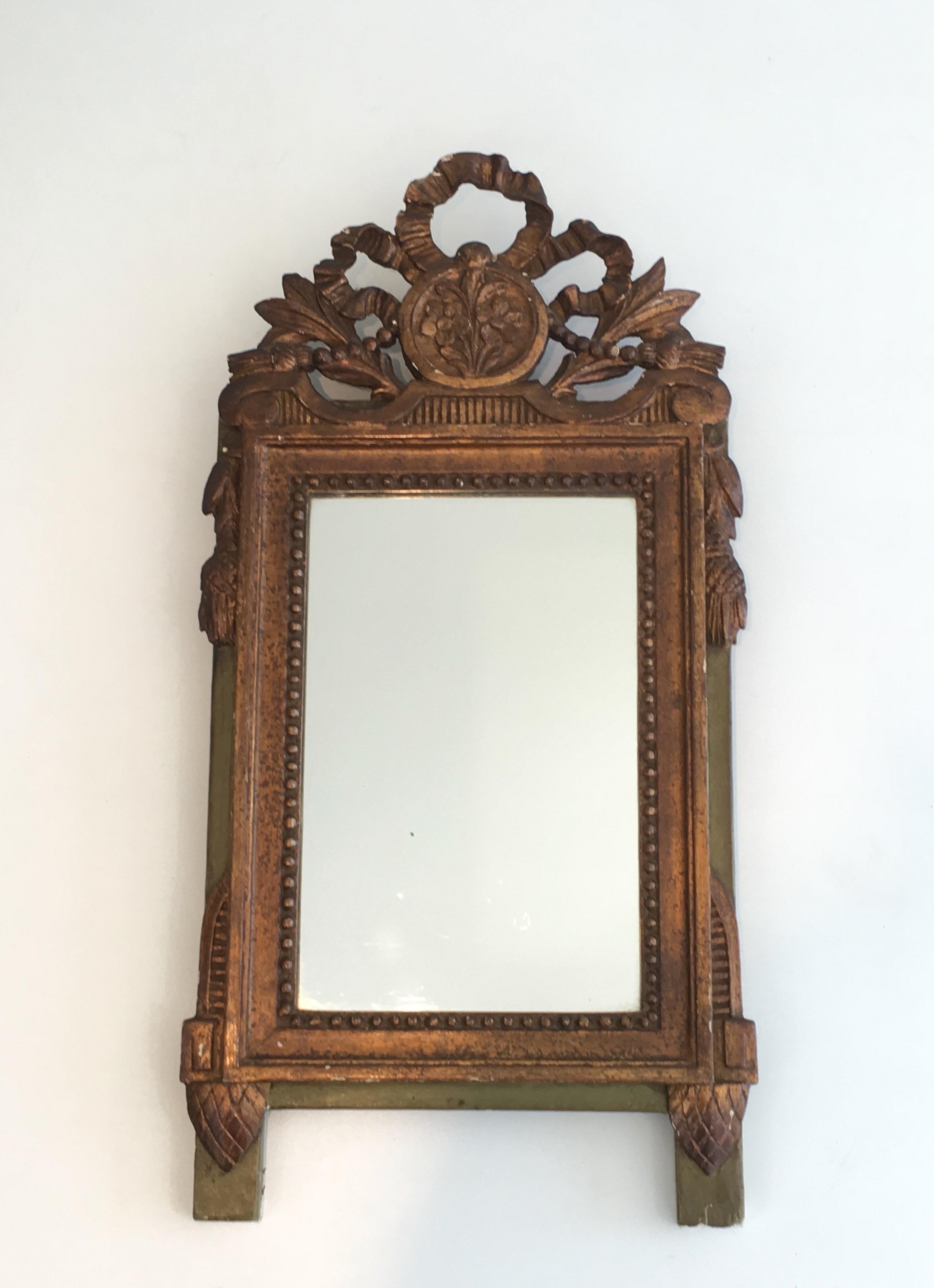 Louis the xvi Style Gilt and Painted Wood Mirror, French, 19th Century For Sale 4