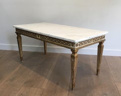 Louis XVI Style Painted and Giltwood Coffee Table with Greek Keys Decor