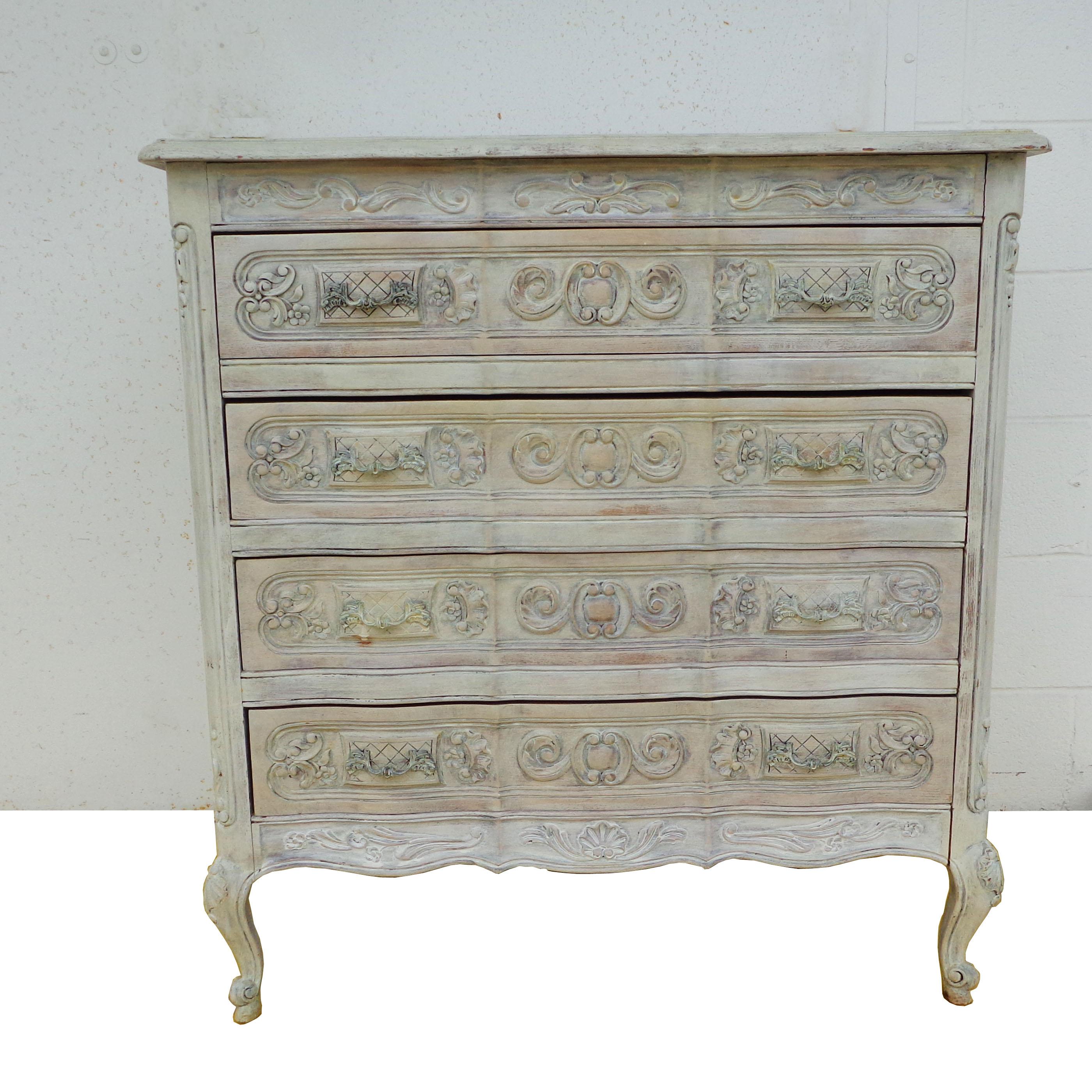 French Provincial Louis the xv Style French Provencial Painted Dresser