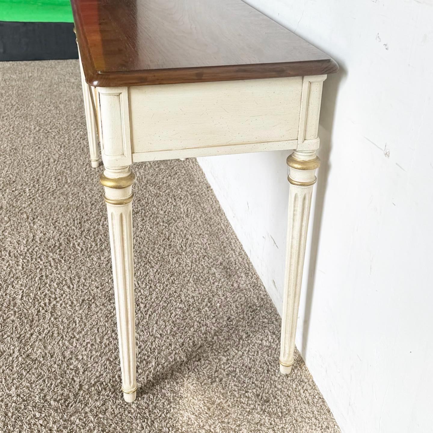 20th Century Louis the XVI Oak and Cream Console Table/Desk by Henredon For Sale