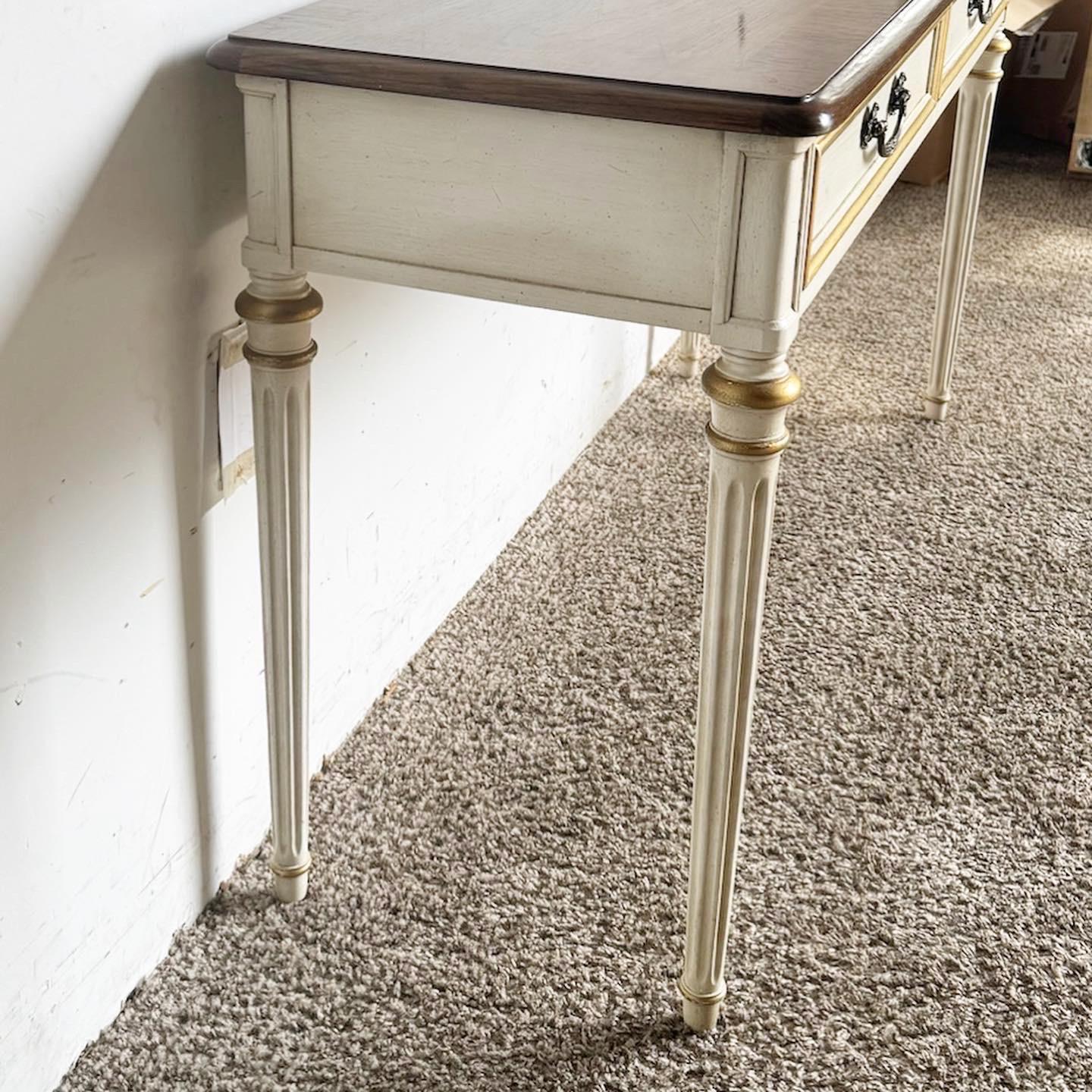 Louis the XVI Oak and Cream Console Table/Desk by Henredon For Sale 1