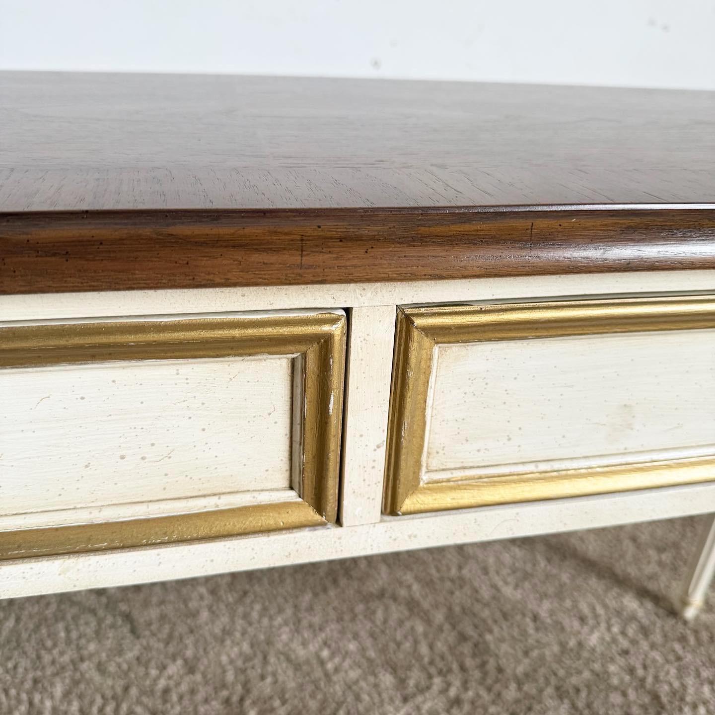 Louis the XVI Oak and Cream Console Table/Desk by Henredon For Sale 3