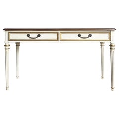 Louis the XVI Oak and Cream Console Table/Desk by Henredon