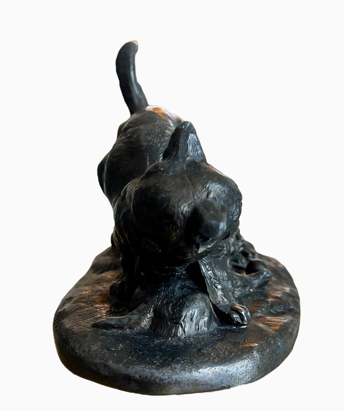 XIXe siècle Louis-Théophile HINGRE (1832-1911) - Bronze, Chatte et chatons