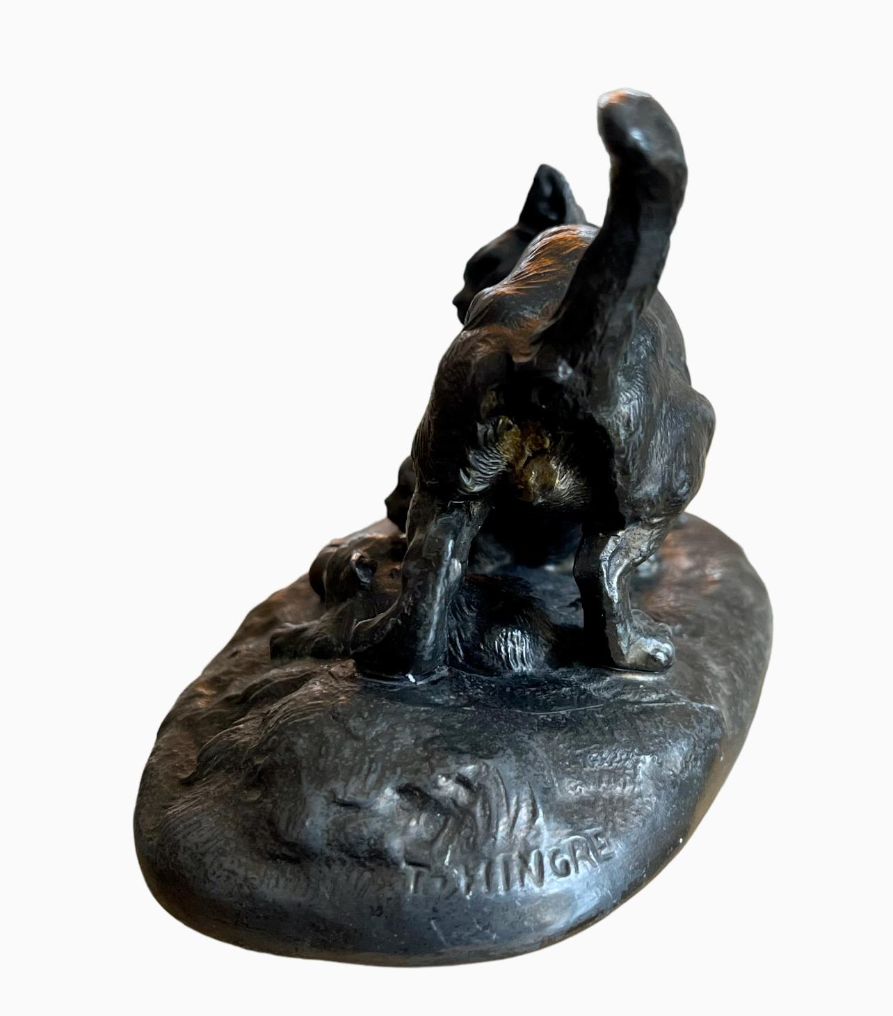 Louis-Théophile HINGRE (1832-1911) - Bronze, Chatte et chatons 2