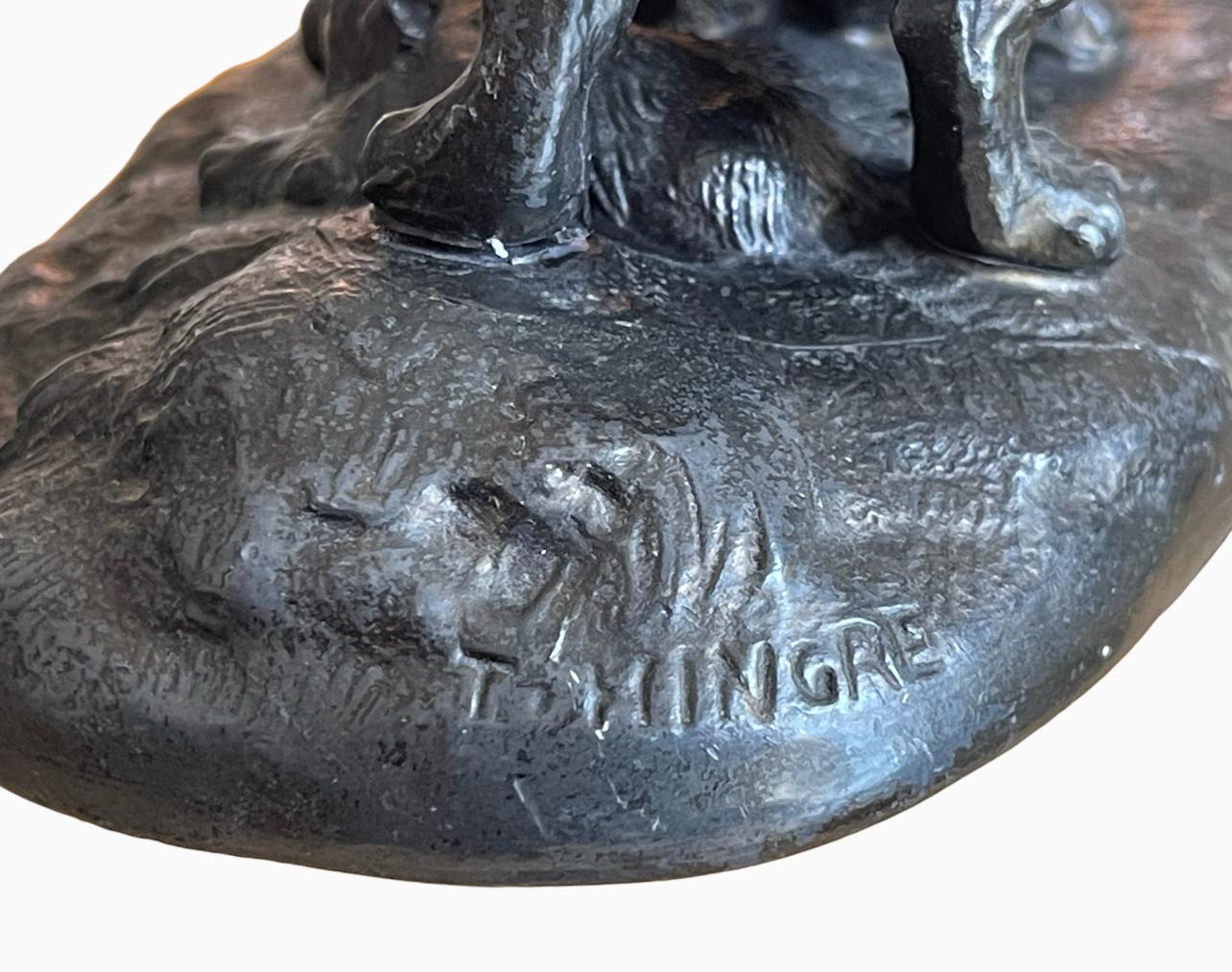 Louis-Théophile HINGRE (1832-1911) - Bronze, Chatte et chatons 3