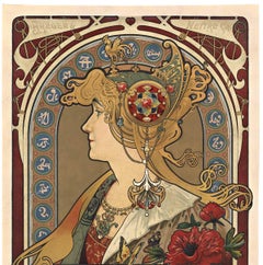 Original "Breger & Javal" 1899 gold embossed calendar and poster