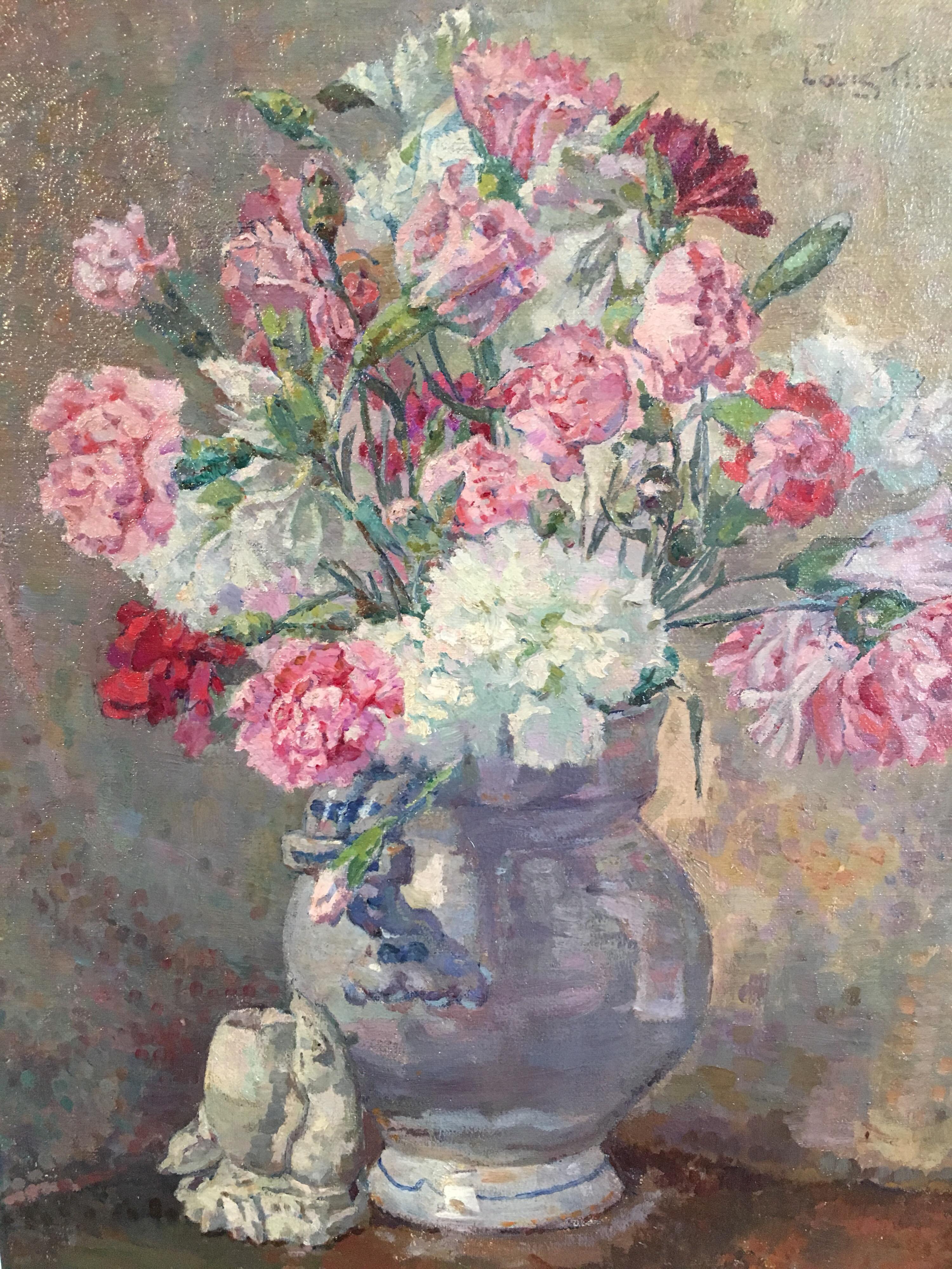 Carnations, Bouquet of Flowers, Floral Oil Painting, Signed 2