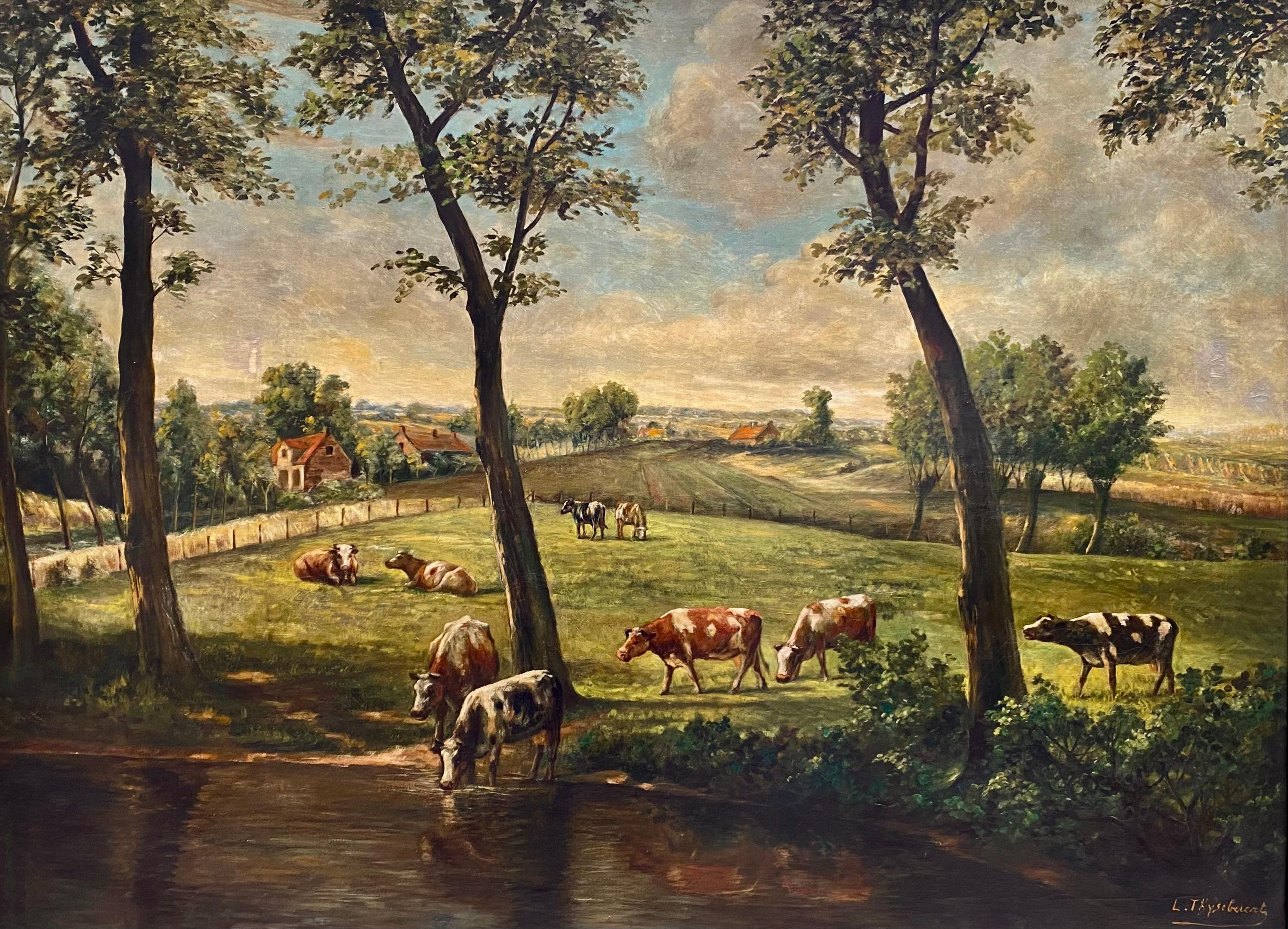 ‘Landscape with Cows' by Louis Thysebaert (1879 - Sint-Niklaas - 1962) For Sale 1
