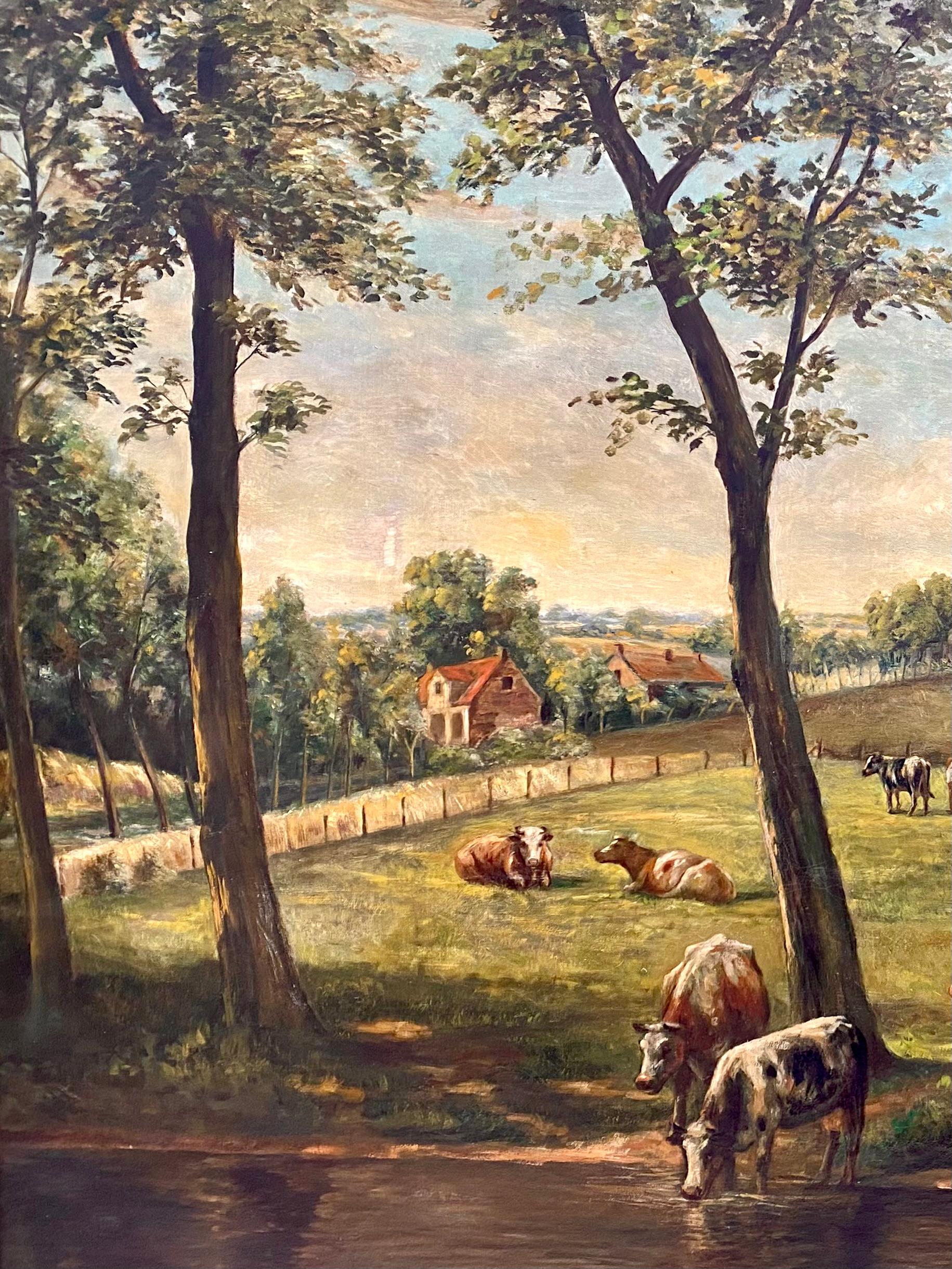 ‘Landscape with Cows' by Louis Thysebaert (1879 - Sint-Niklaas - 1962) For Sale 3
