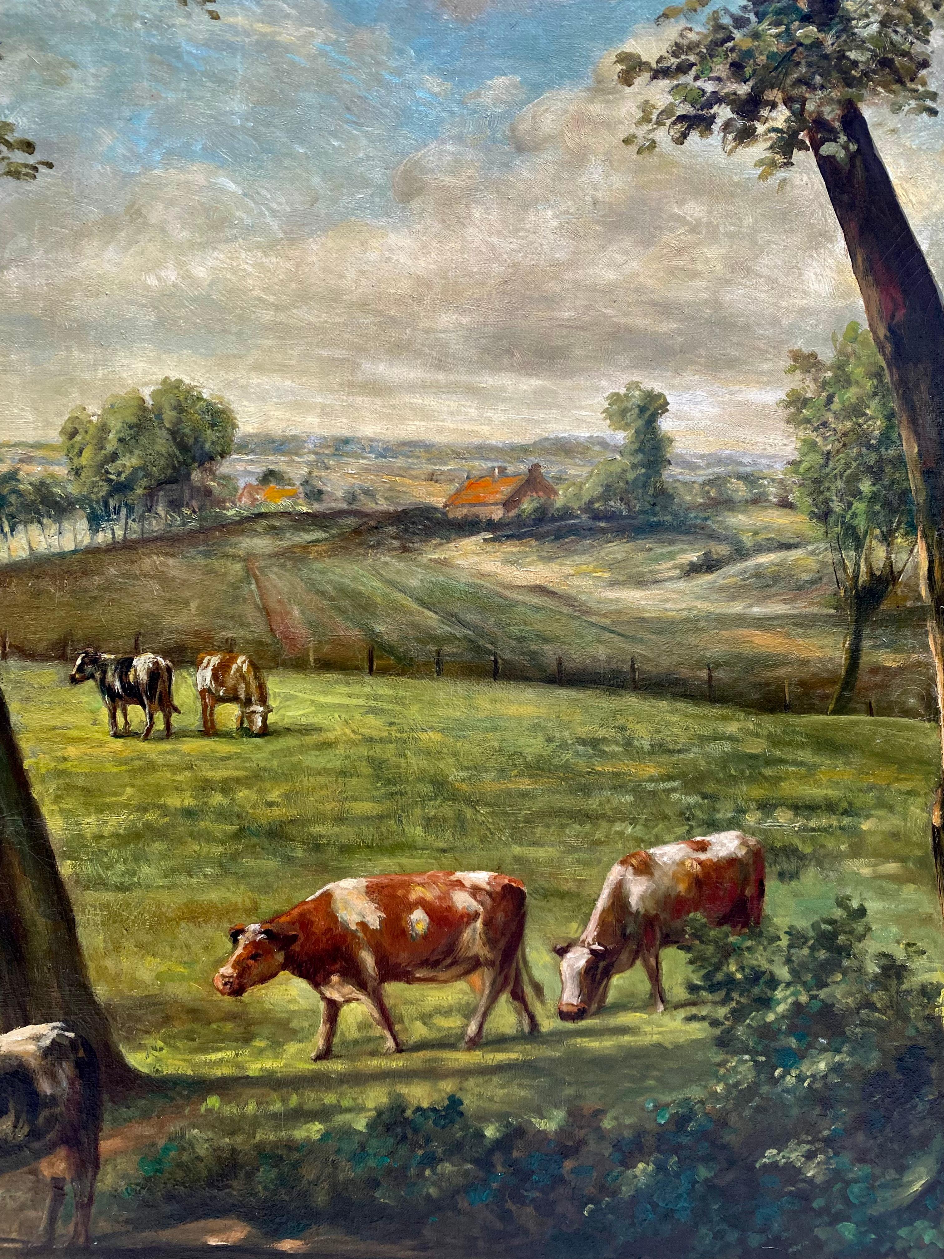 ‘Landscape with Cows' by Louis Thysebaert (1879 - Sint-Niklaas - 1962) For Sale 6