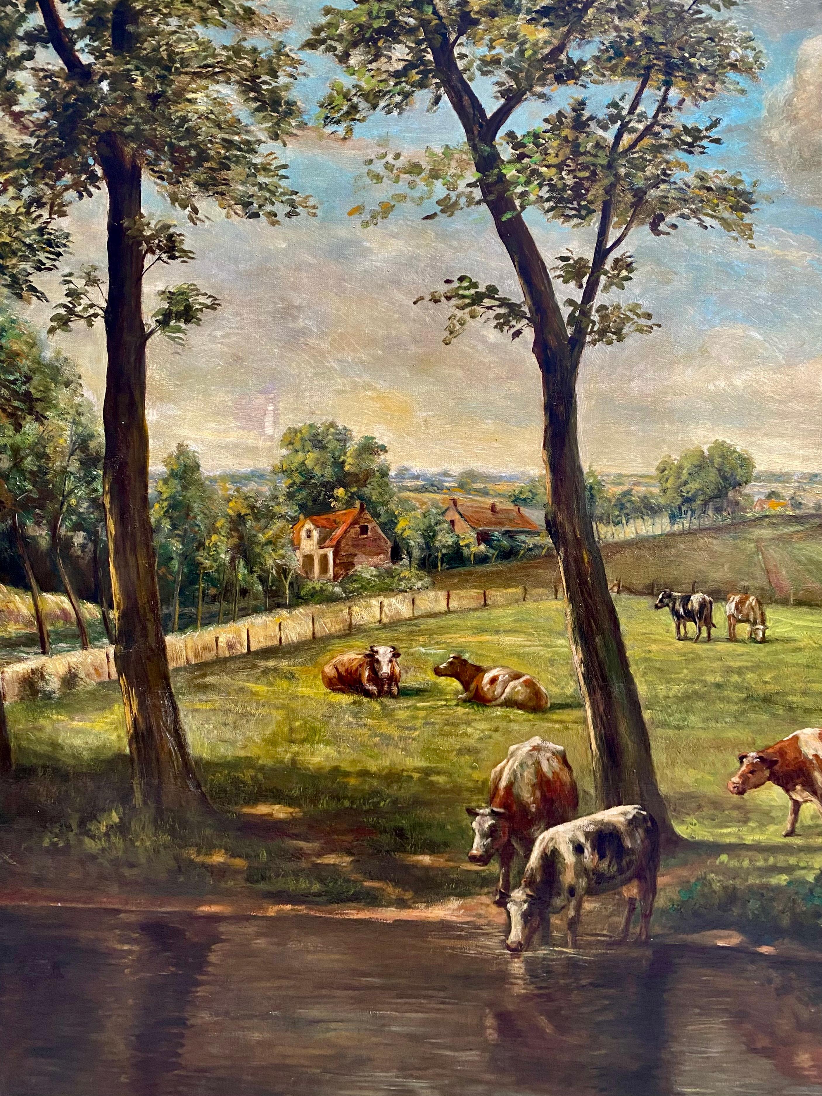 ‘Landscape with Cows' by Louis Thysebaert (1879 - Sint-Niklaas - 1962) For Sale 7