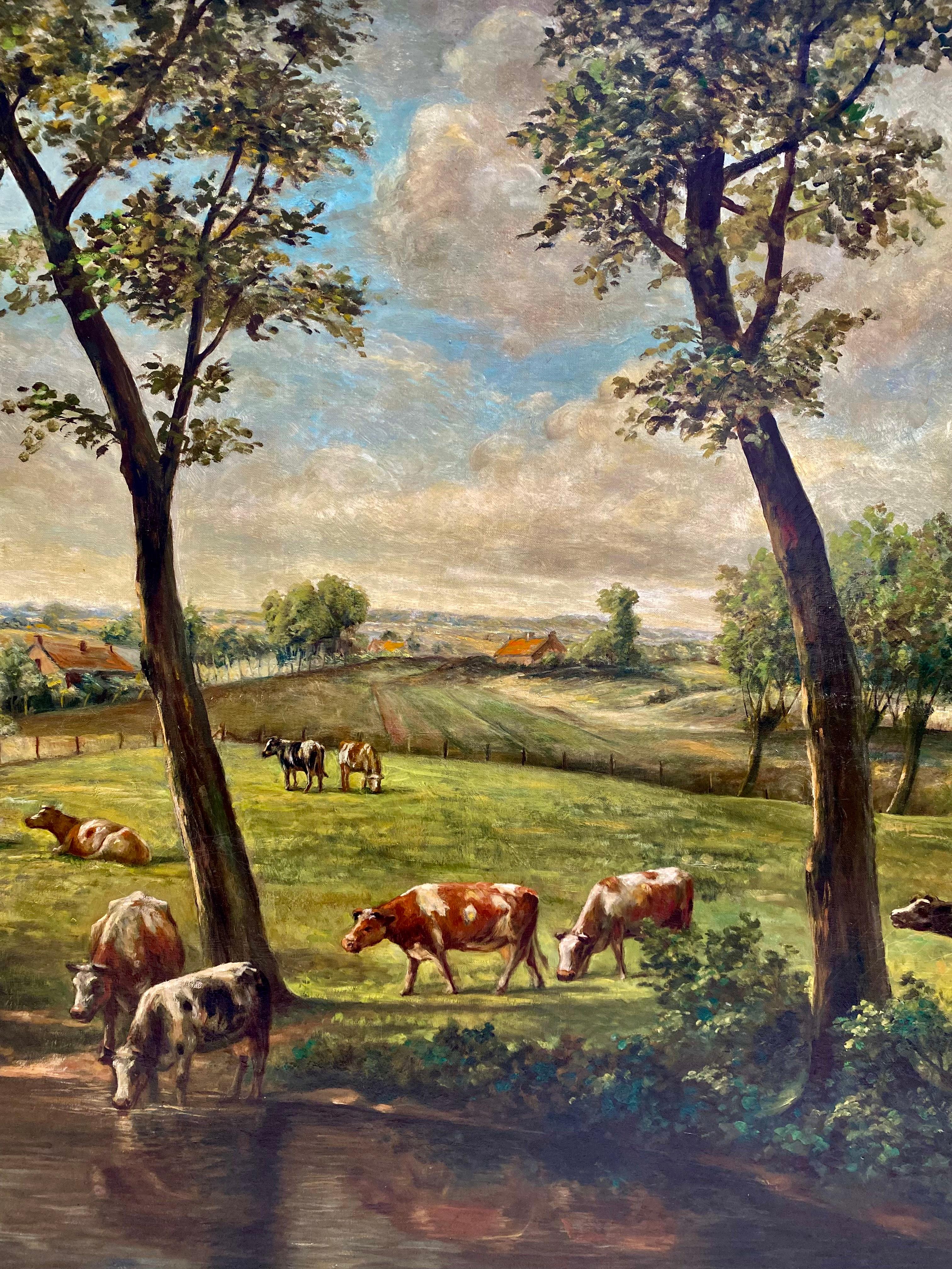 ‘Landscape with Cows' by Louis Thysebaert (1879 - Sint-Niklaas - 1962) For Sale 8