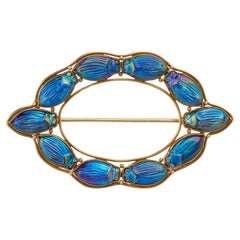 Antique Louis Tiffany at Tiffany & Co. Favrile Glass Scarab Brooch