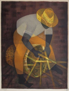 Fabricant de paniers. 1970. 104/125. Papier, lithographie, 54 x 40,5 cm