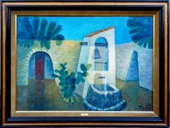 Peru : Quiet Square - Original oil  on canvas painting - Signed