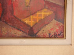 Pequeña habitación naranja en Italia - Pintura al óleo original - Firmado