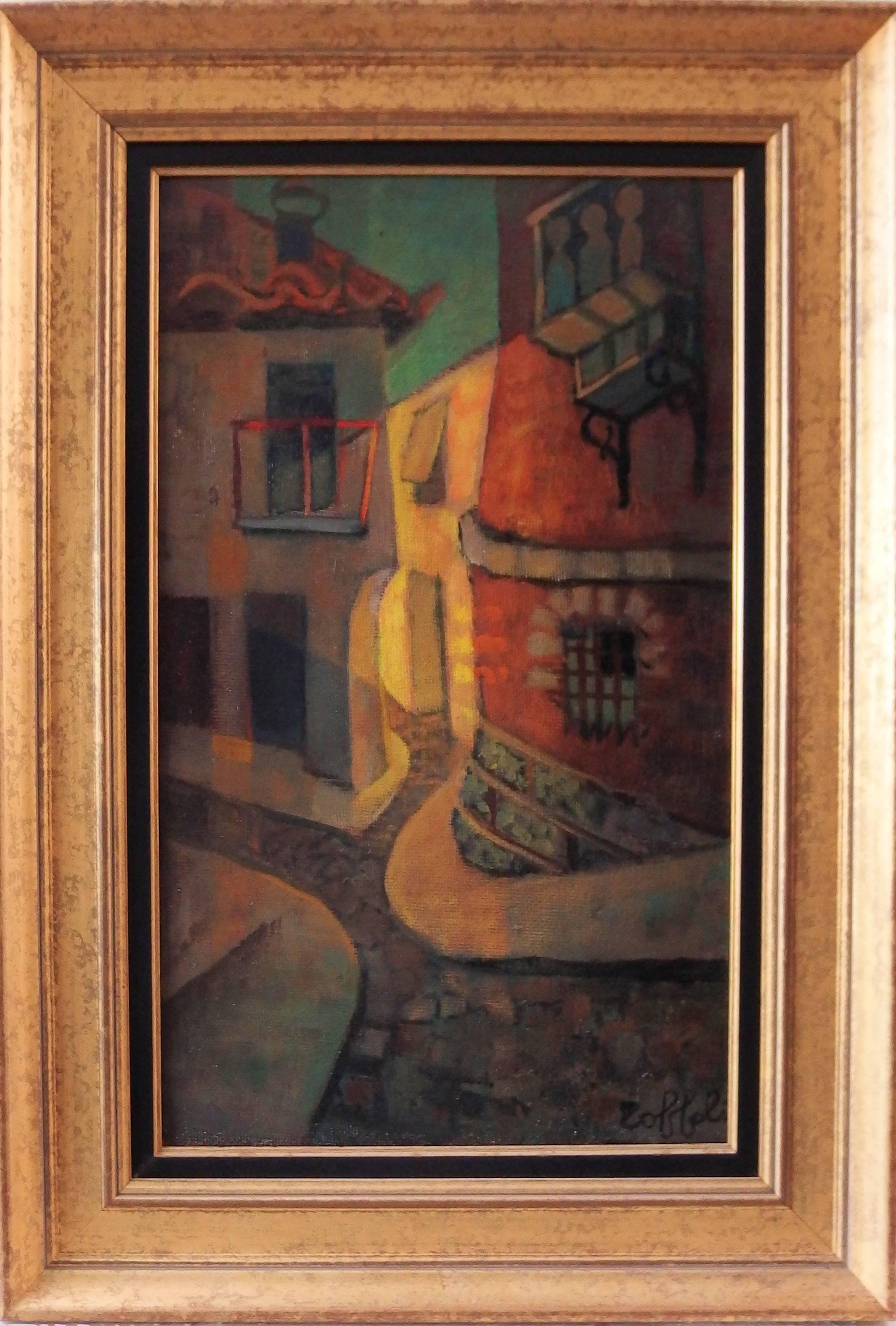 Louis Toffoli Figurative Painting - Spain, Aragon : Old Street of Ibdes - Original oil painting - Signed