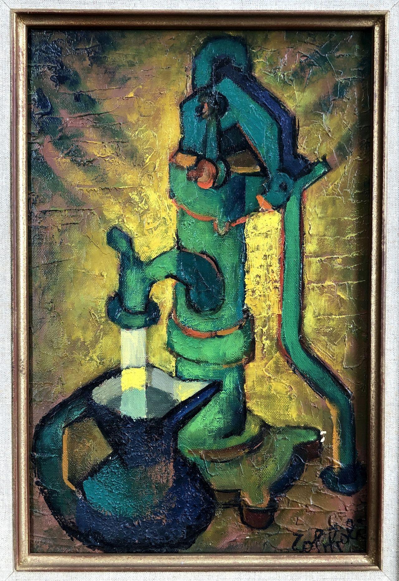 The Small Fountain - Oil on Canvas Handsigned - Painting by Louis Toffoli