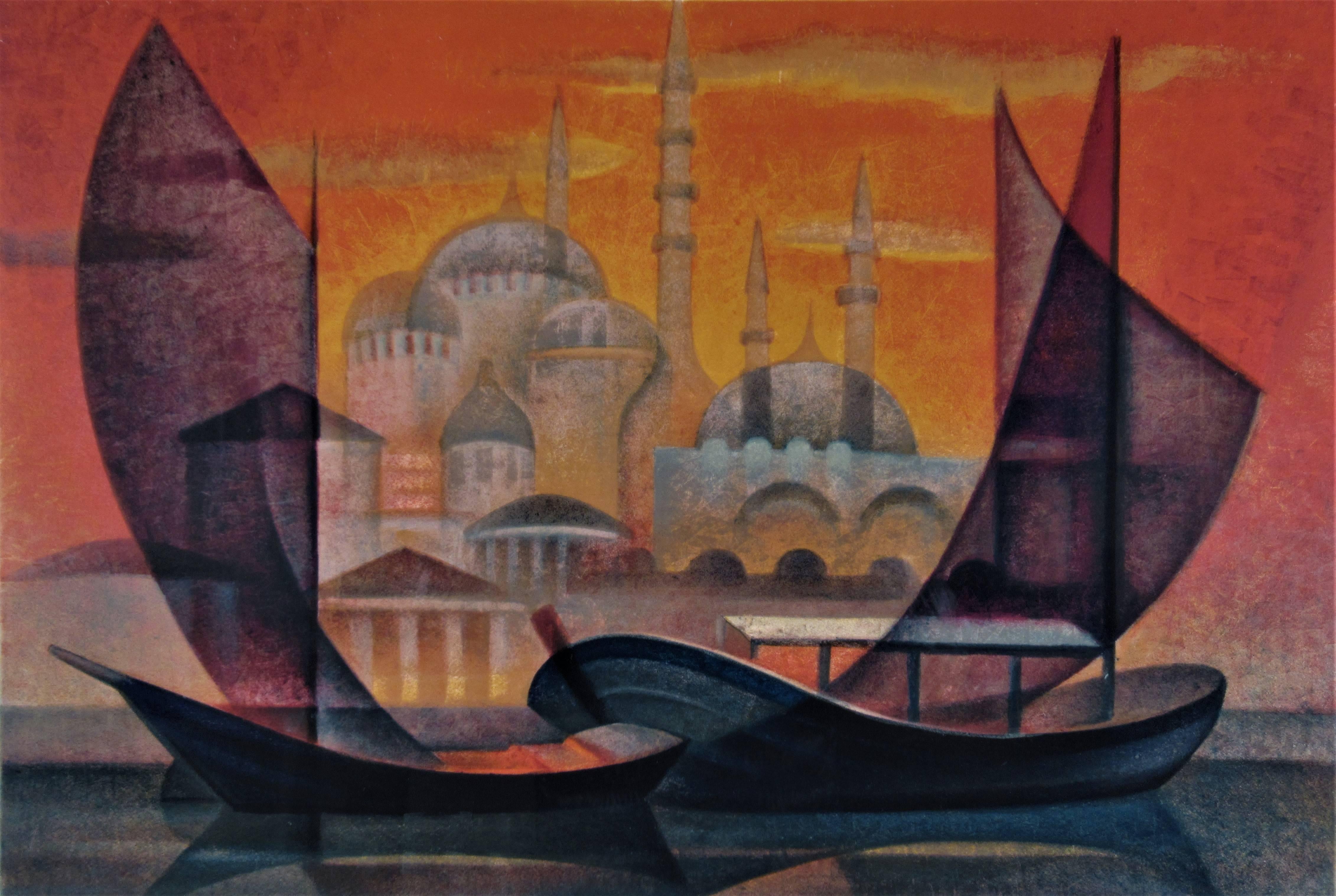 Coucher de Soleil sur Istanbul - Print by Louis Toffoli