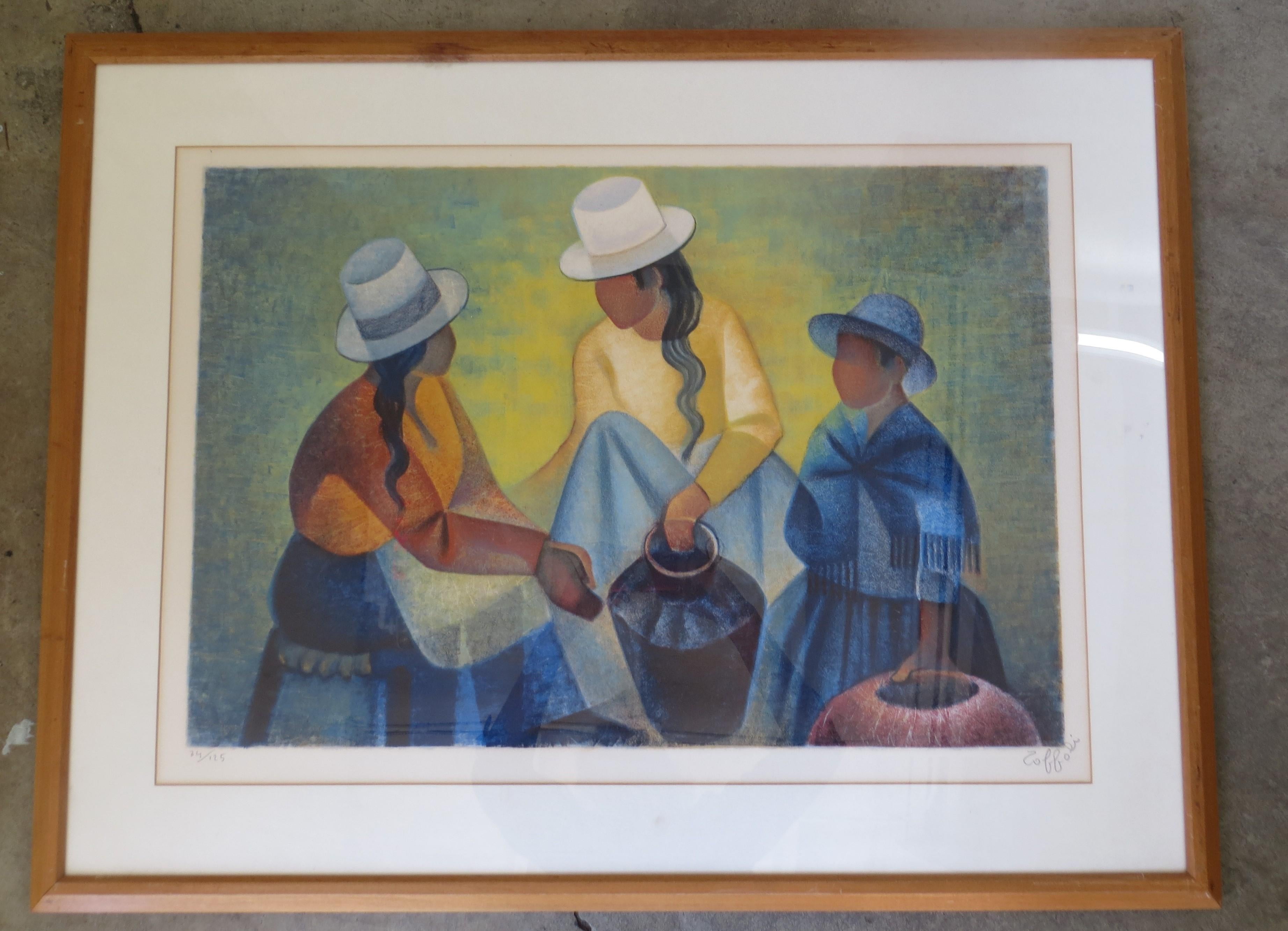 Figurative Print Louis Toffoli - Femmes à la Potiche de Toffoli