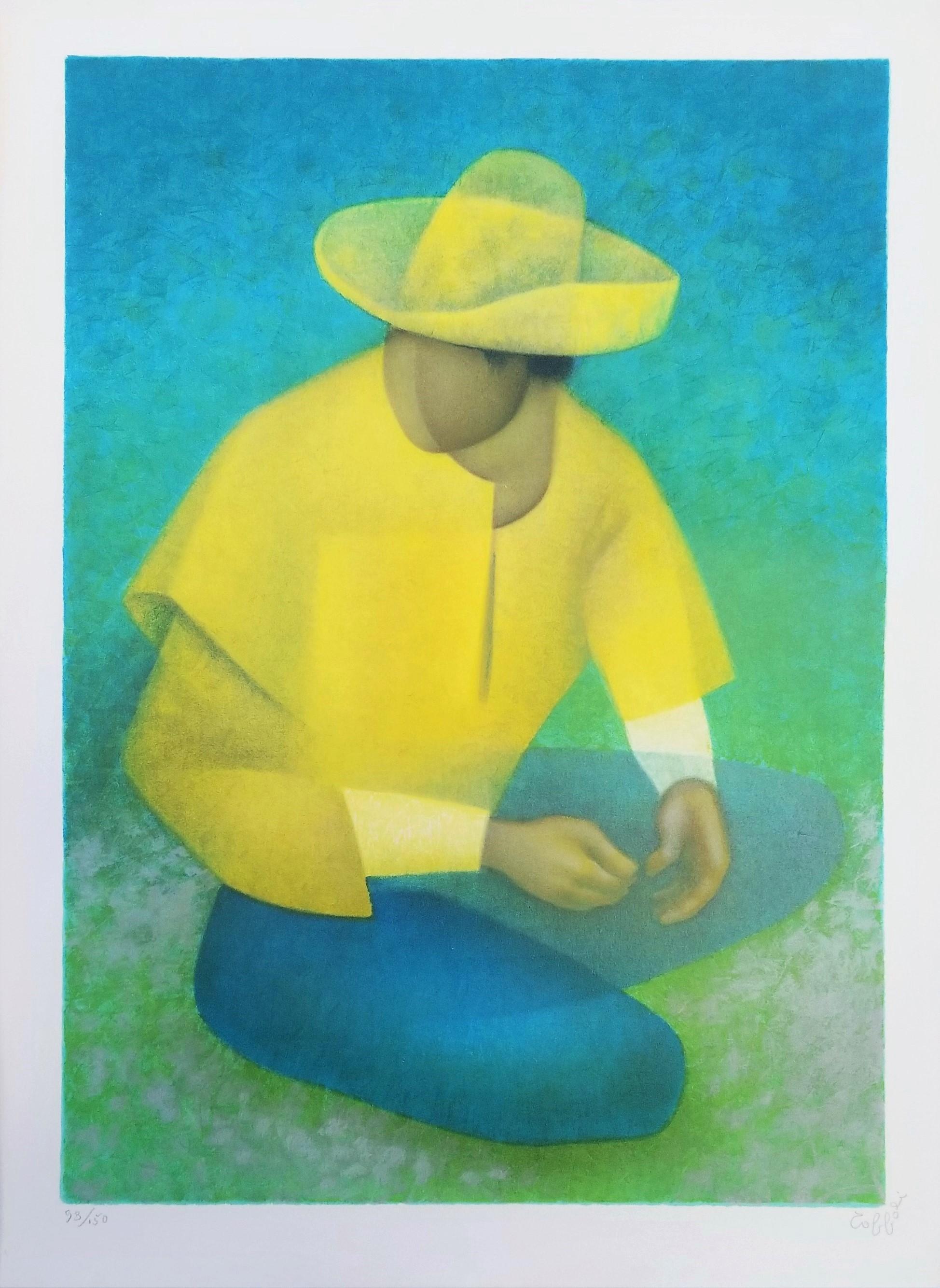 Le Mexicain (Le Gilet Jaune) The Mexican (The Yellow Gest) /// Contemporary Art - Print de Louis Toffoli