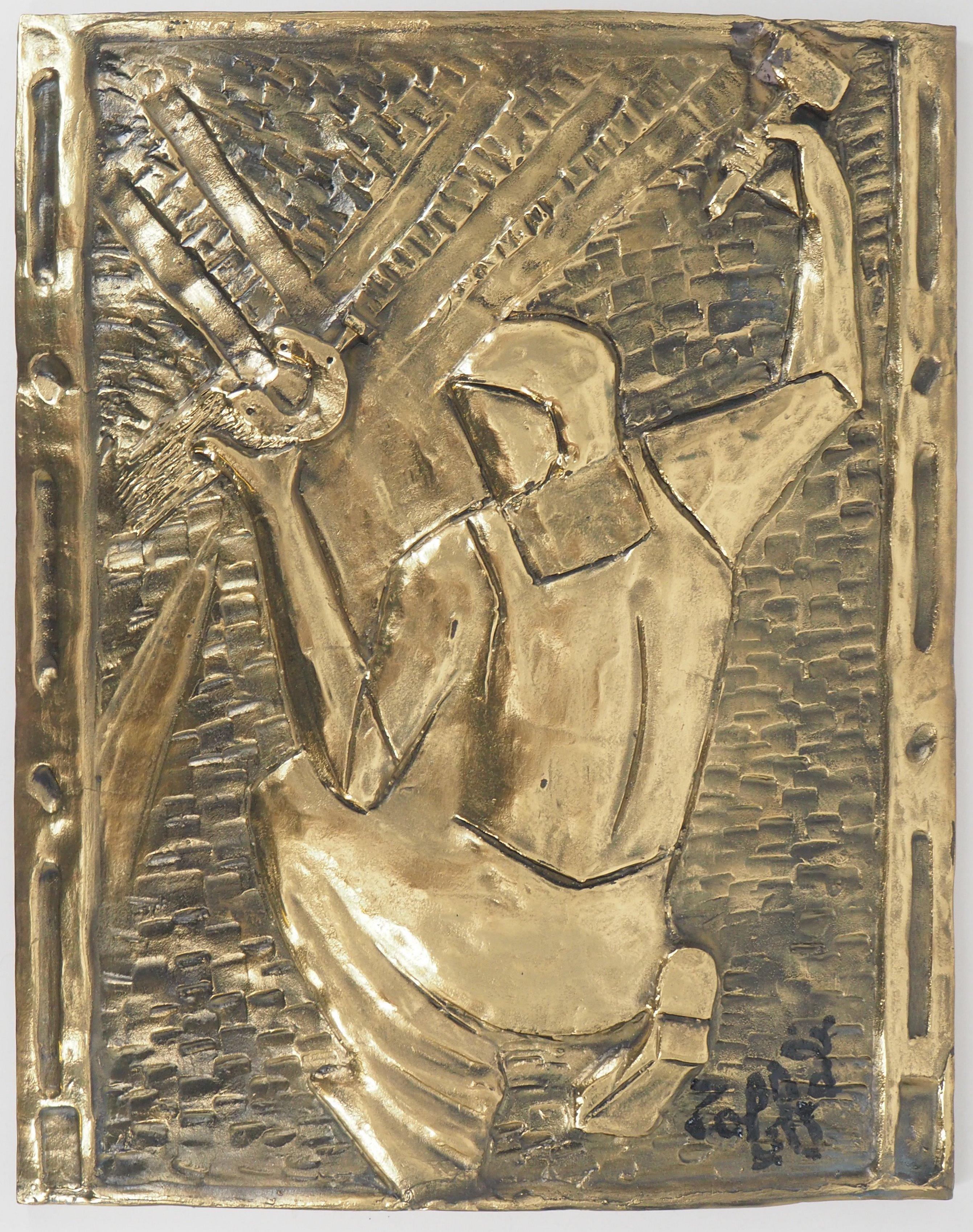 Louis Toffoli Figurative Sculpture - The Blacksmith - Original Bronze Sculpture, Handsigned