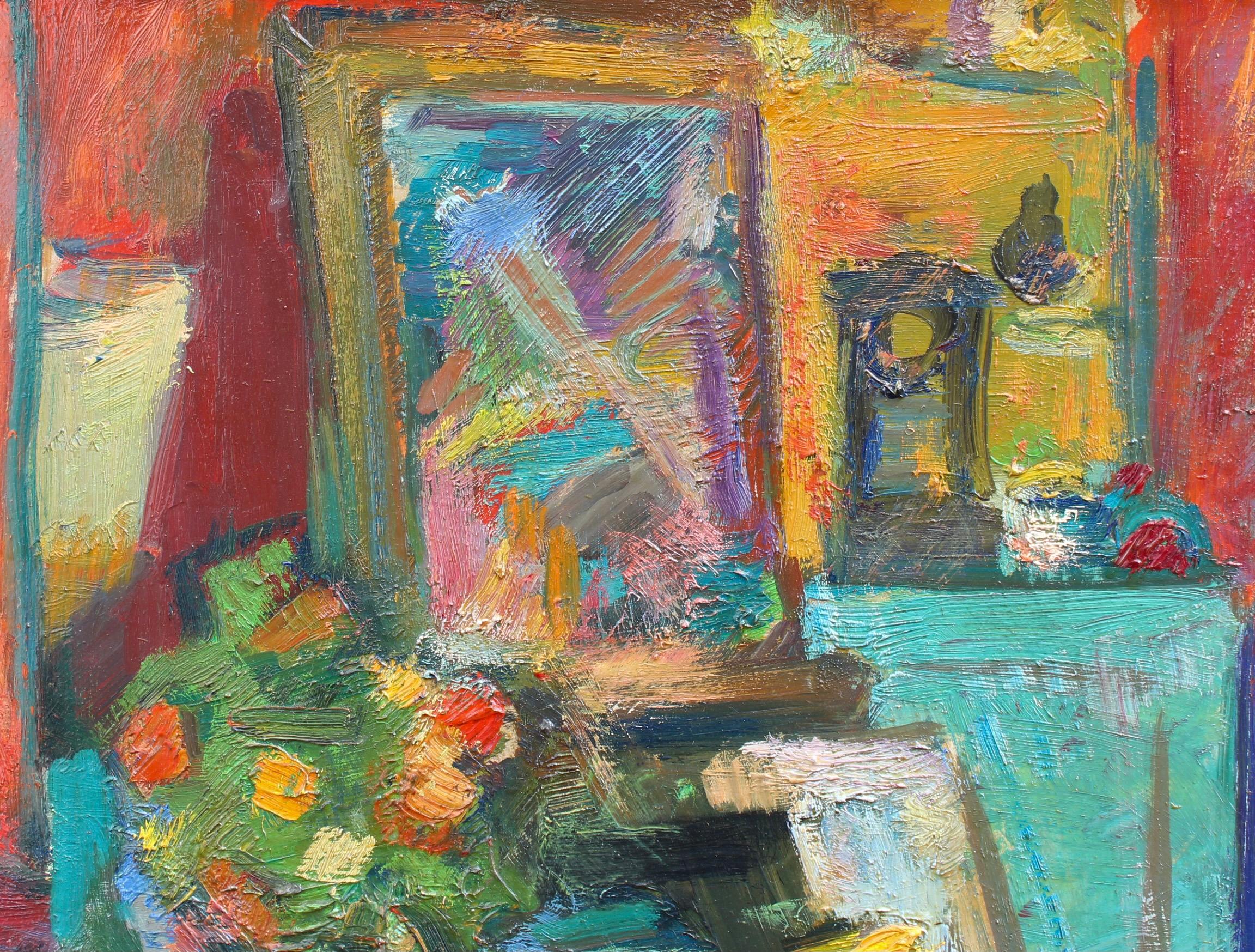 'The Artist's Studio' (l'Atelier), oil on board, by Louis Toncini (circa 1980s). Before the artist's death, he painted several views of his studio, or atelier. Like the others, this work possesses the vibrant colours of the Fauvists and of his