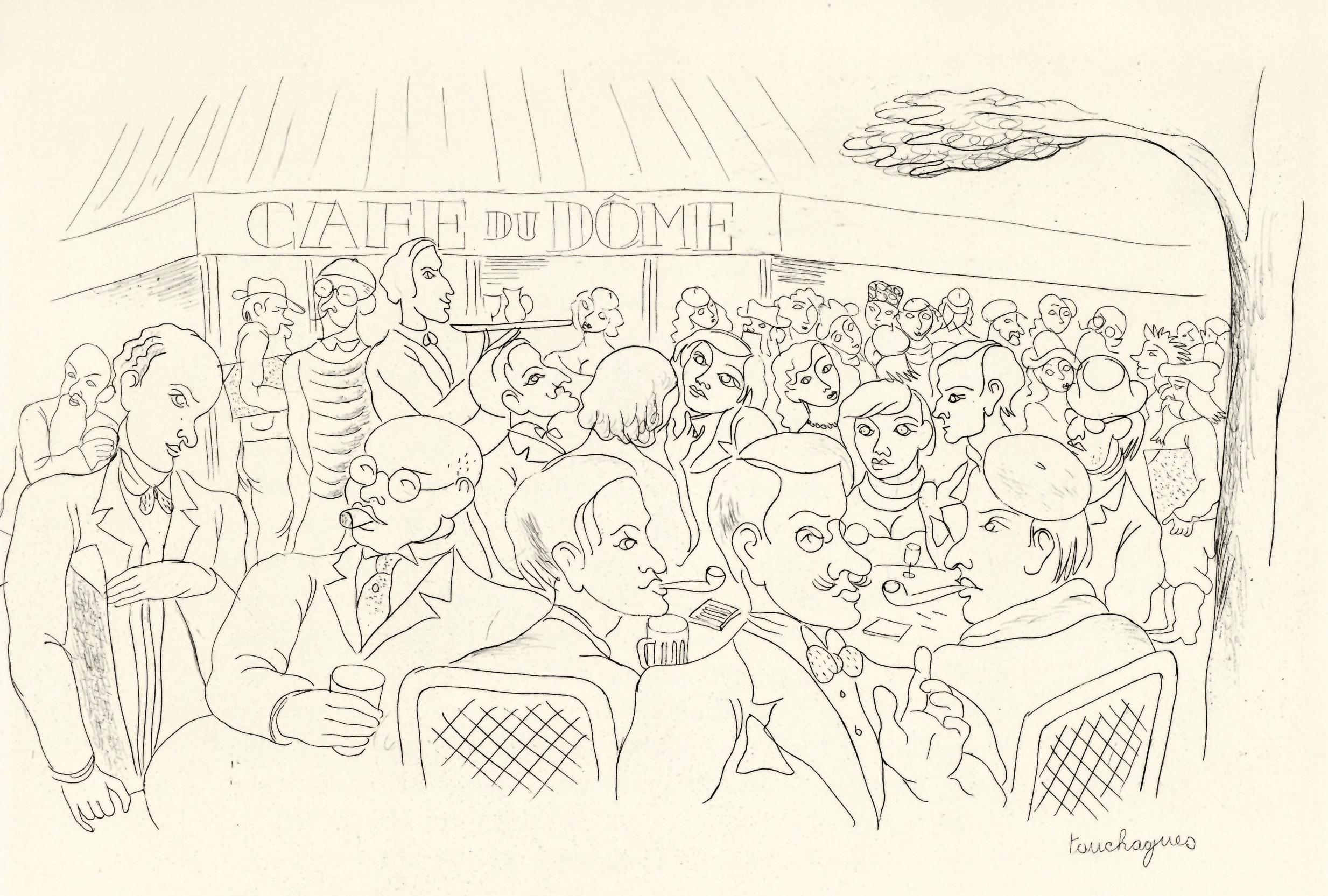 "Montparnasse" original etching - Print by Louis Touchagues