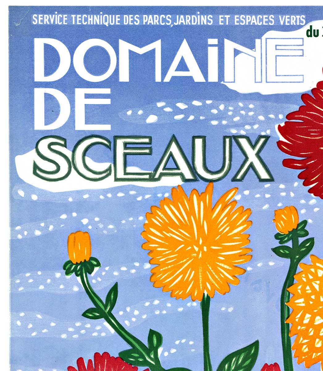 Cartel original francés de época:  DALIAS DOMAINE DE SCEAUX.   Respaldo de lino en muy buen estado.   Listo para enmarcar.   Artista:  Touchagues

Elegancia francesa atemporal: Con el icónico diseño 