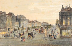Boulevard du Temple, Paris, France - Hand Colored Lithograph