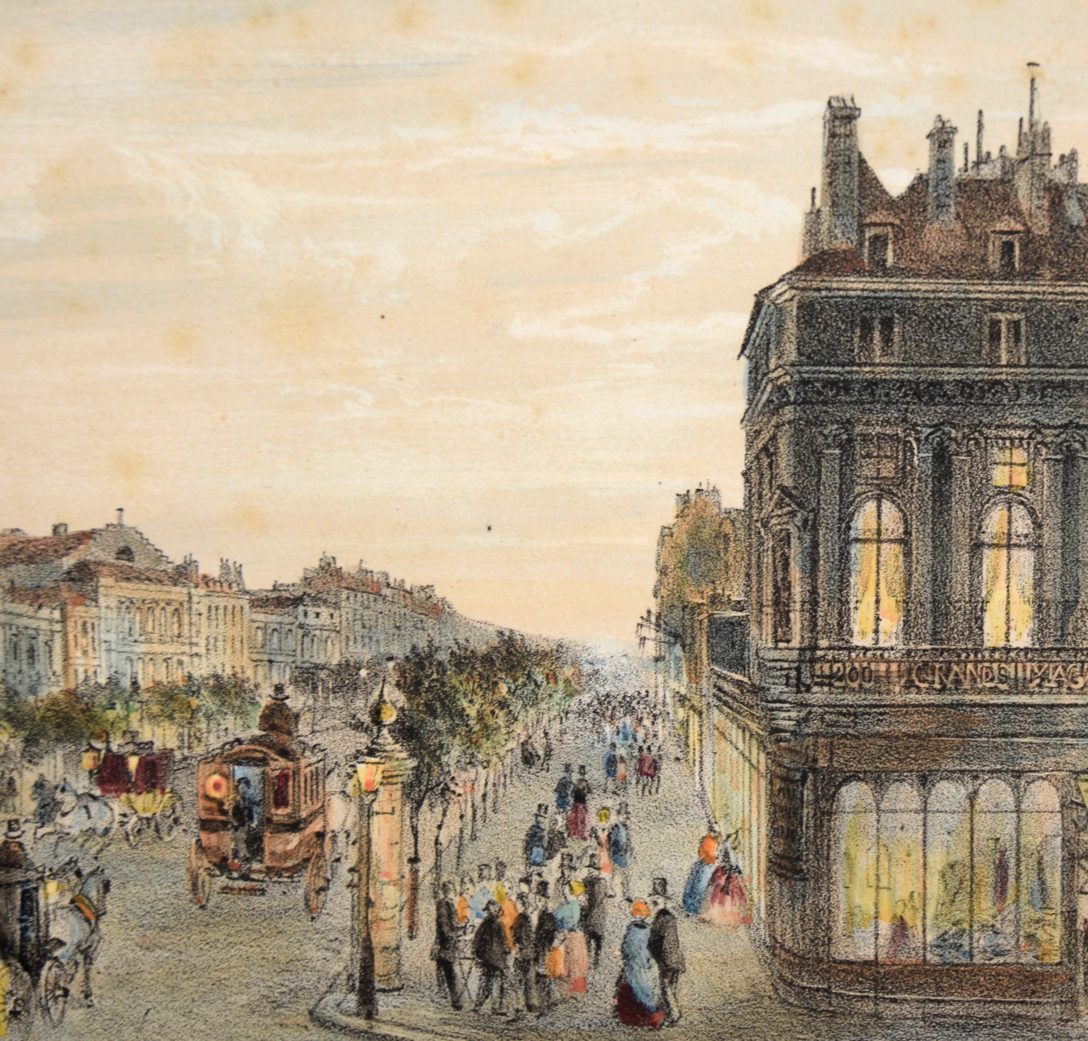 Boulevard du Temple, Paris, France - Lithographie coloriée à la main en vente 3