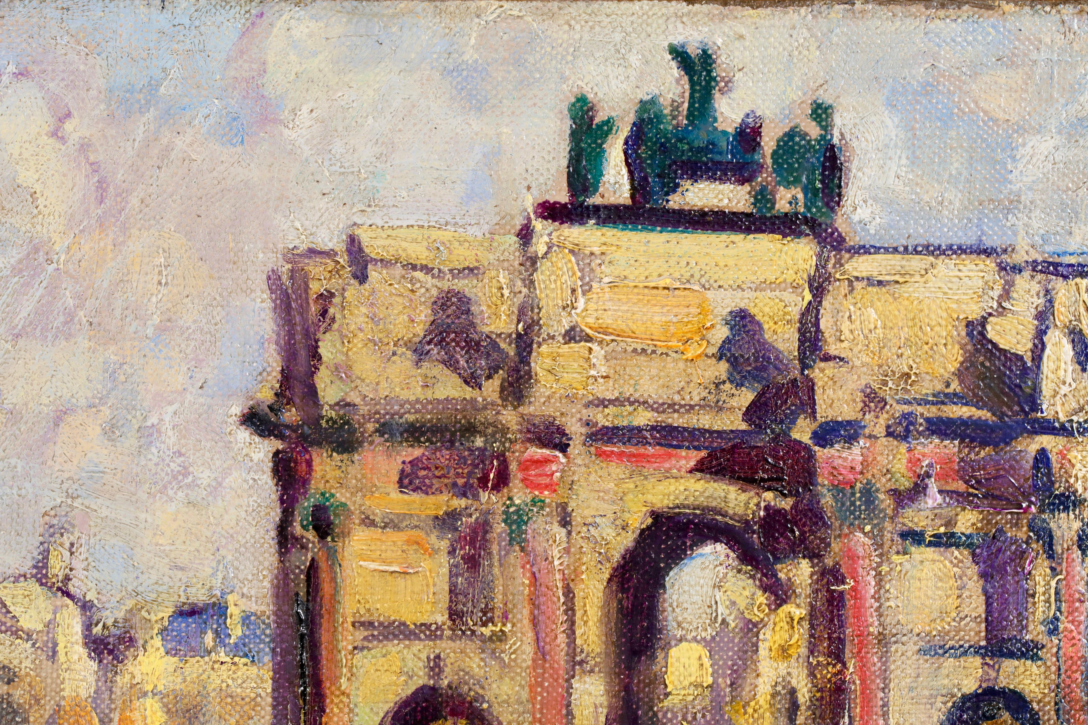 Arc du Carrousel du Louvre - Figures fauves dans un paysage urbain Huile de Louis Valtat en vente 8