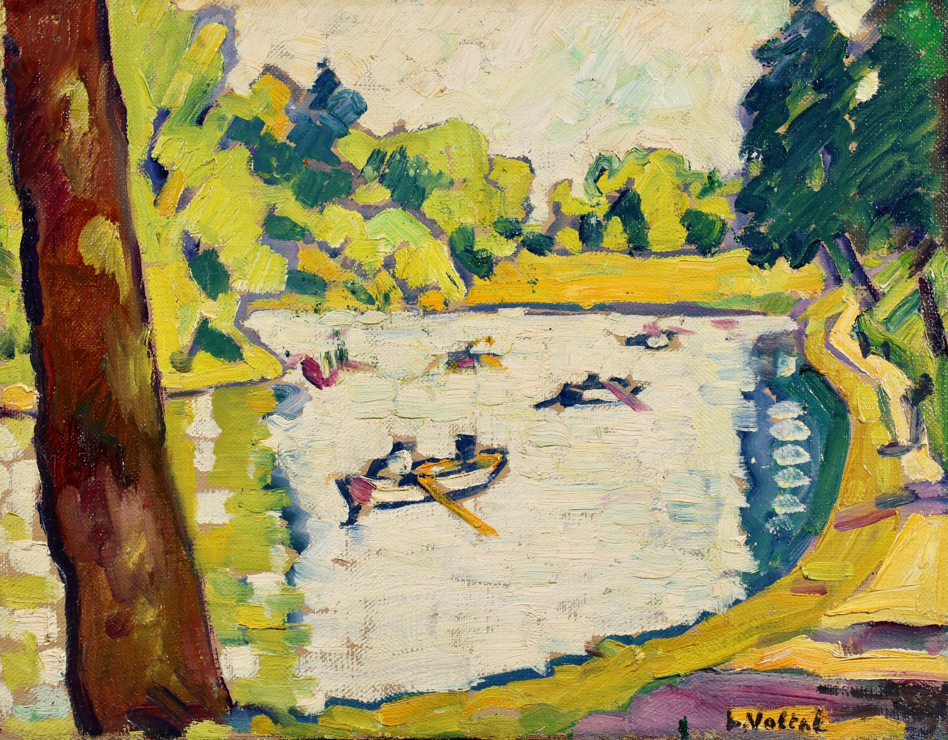 Barques au Bois de Boulogne - Peinture à l'huile fauviste de Louis Valtat en vente 1