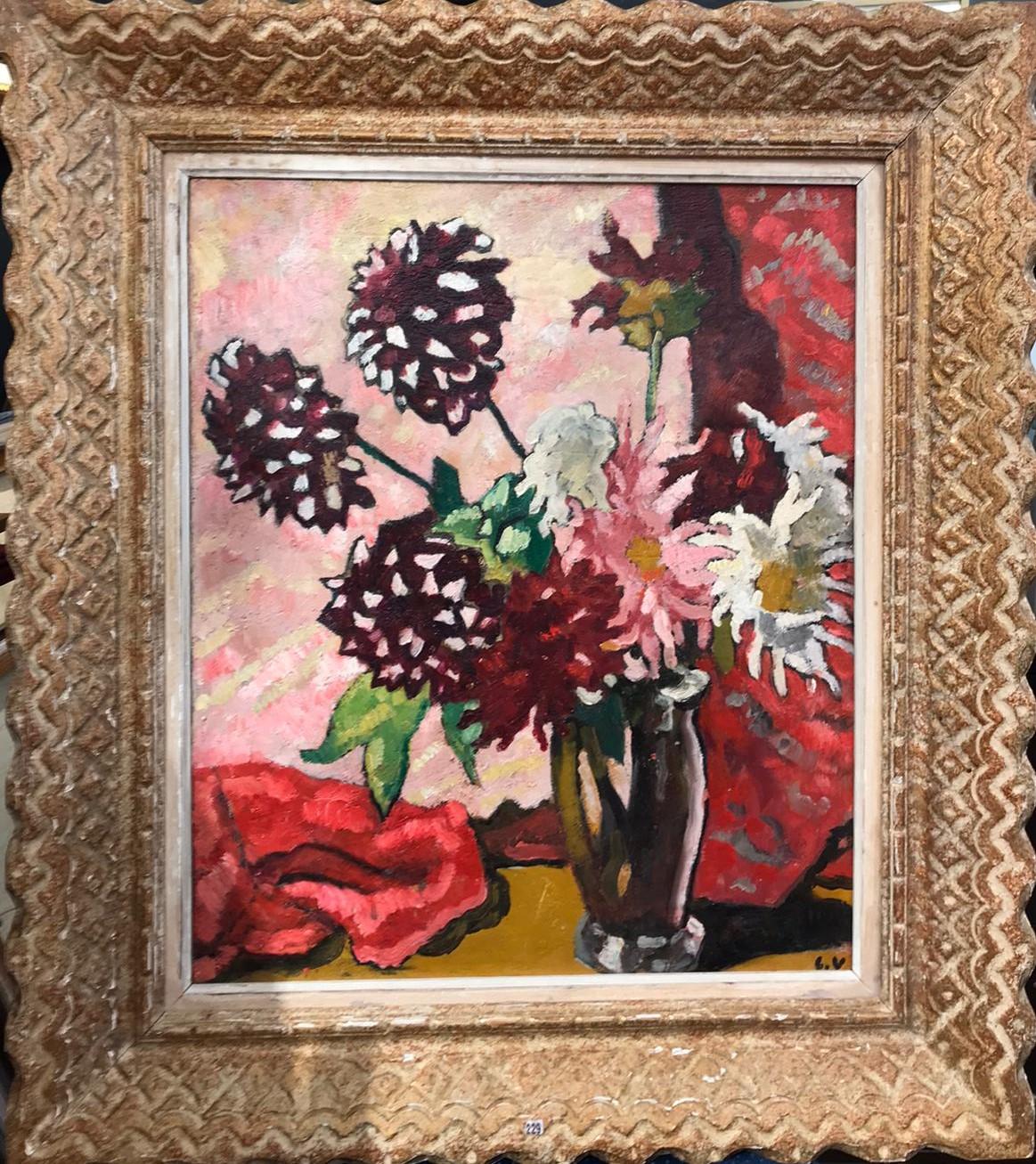 Bouquet de dahlias - Painting by Louis Valtat