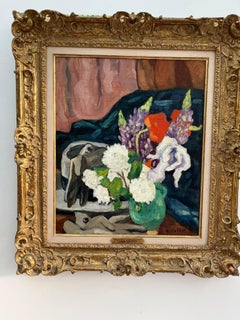 Bouquet with hat, gloves and coat