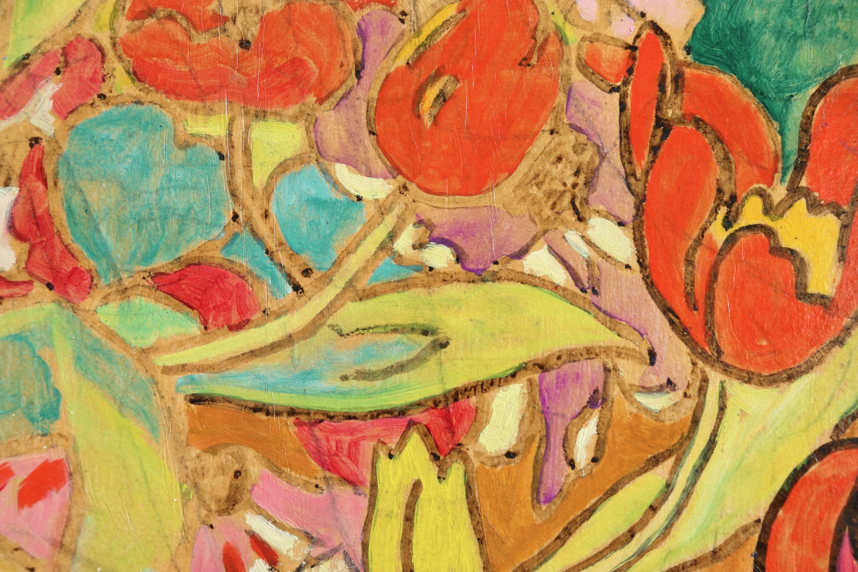 Flowers - 20th Century Fauvist Oil, Bright Flowers by Louis Valtat 2