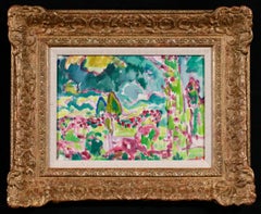 Antique La Roses de Bagatelle - Fauvist Landscape Oil Painting by Louis Valtat