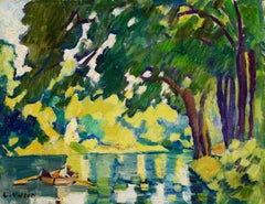 Lac du Bois de Boulogne - Fauvist Landscape Oil Painting by Louis Valtat