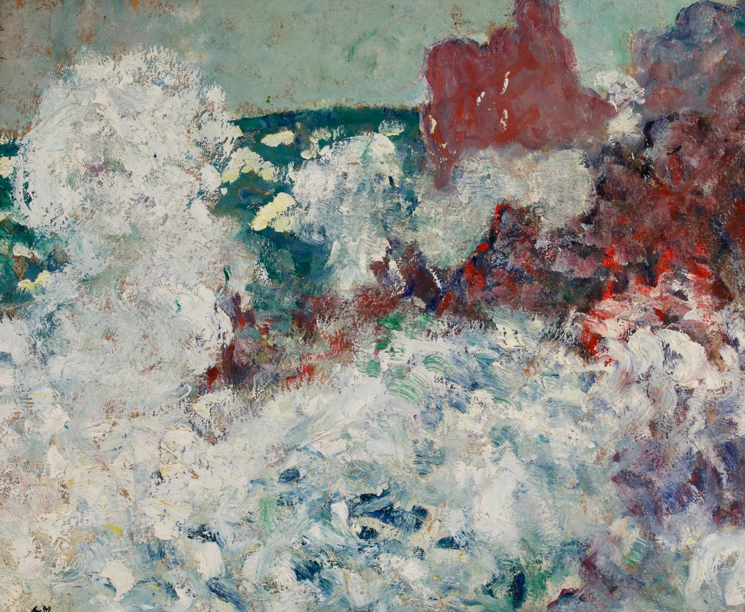 Les Vagues a Agay - Peinture à l'huile fauviste de Louis Valtat en vente 1