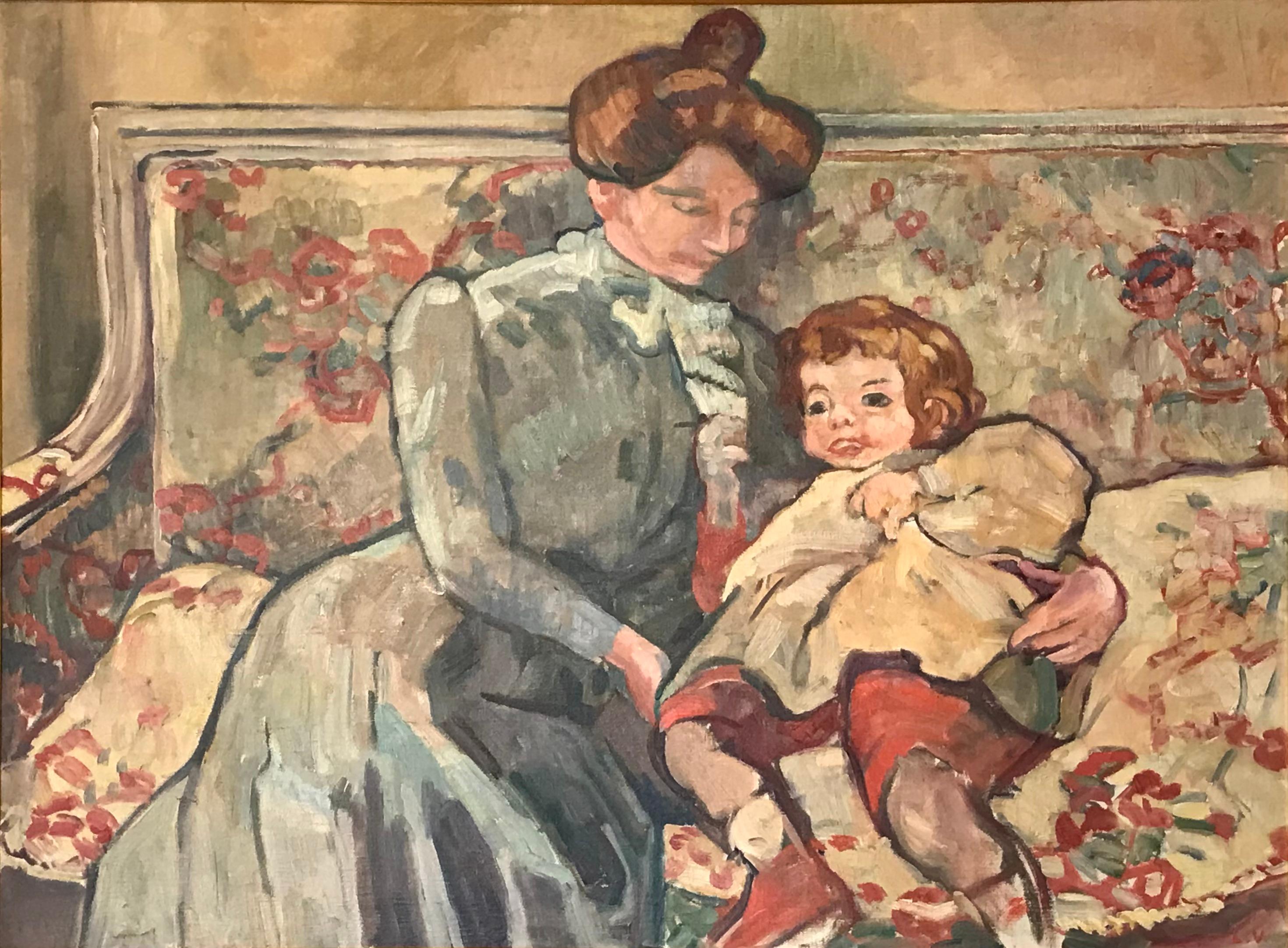 Louis Valtat Mere Et Enfant Monumental Oil Painting For Sale 1