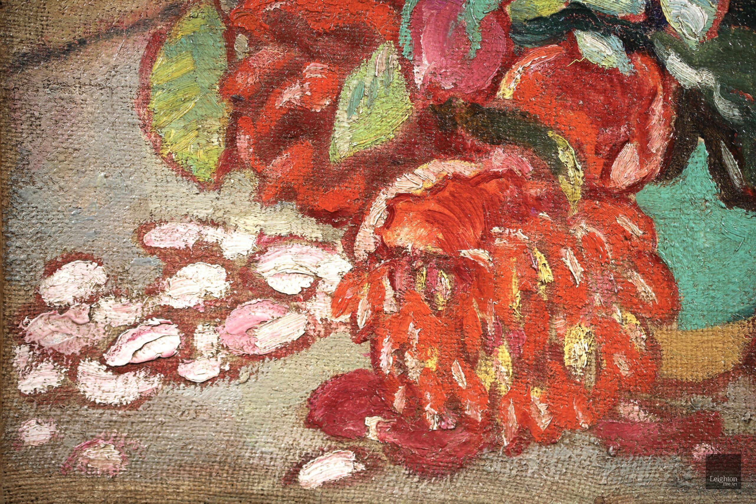 Rosen a la cruche verte - Fauvistisches Blumenstillleben Öl von Louis Valtat im Angebot 4