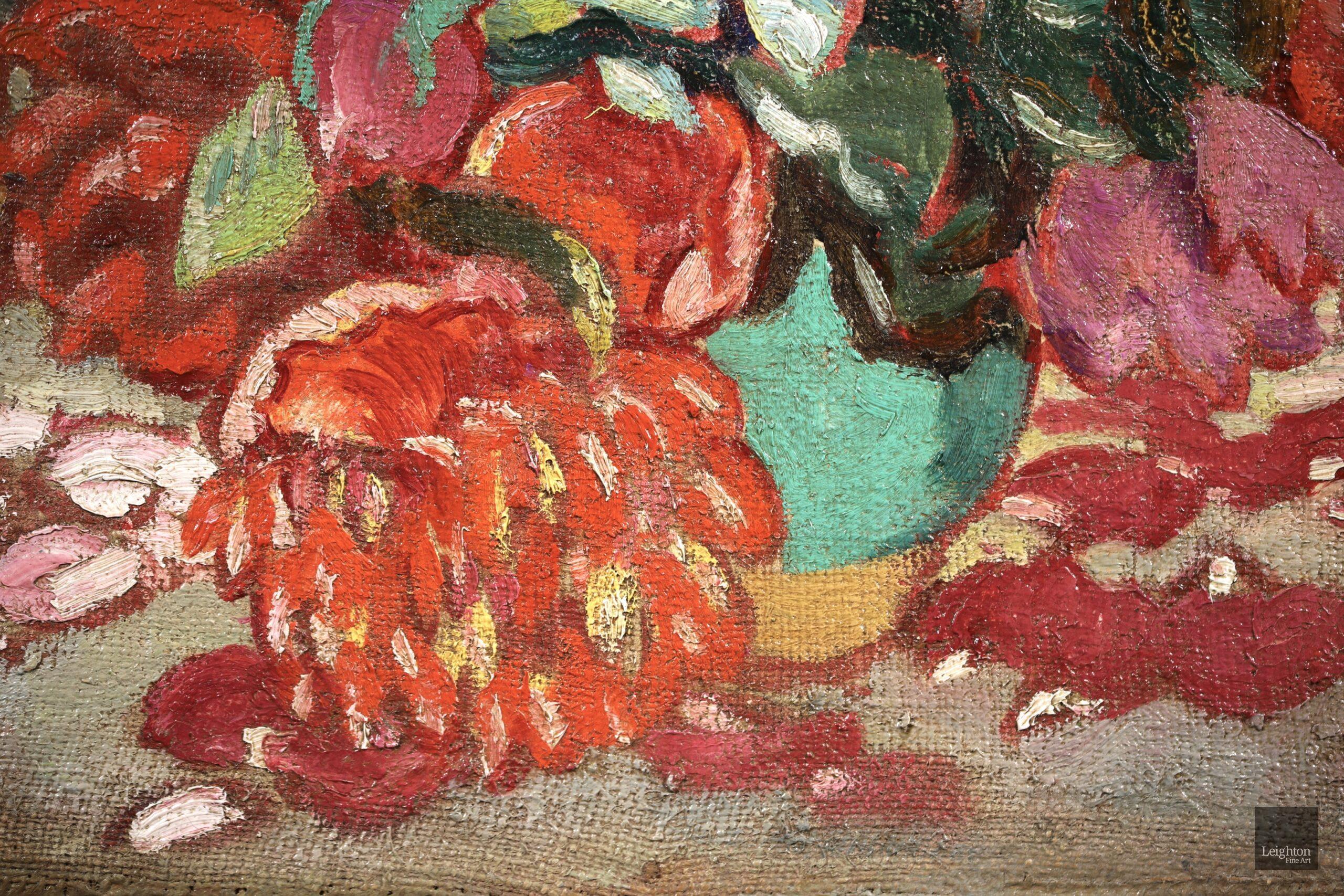 Rosen a la cruche verte - Fauvistisches Blumenstillleben Öl von Louis Valtat im Angebot 5