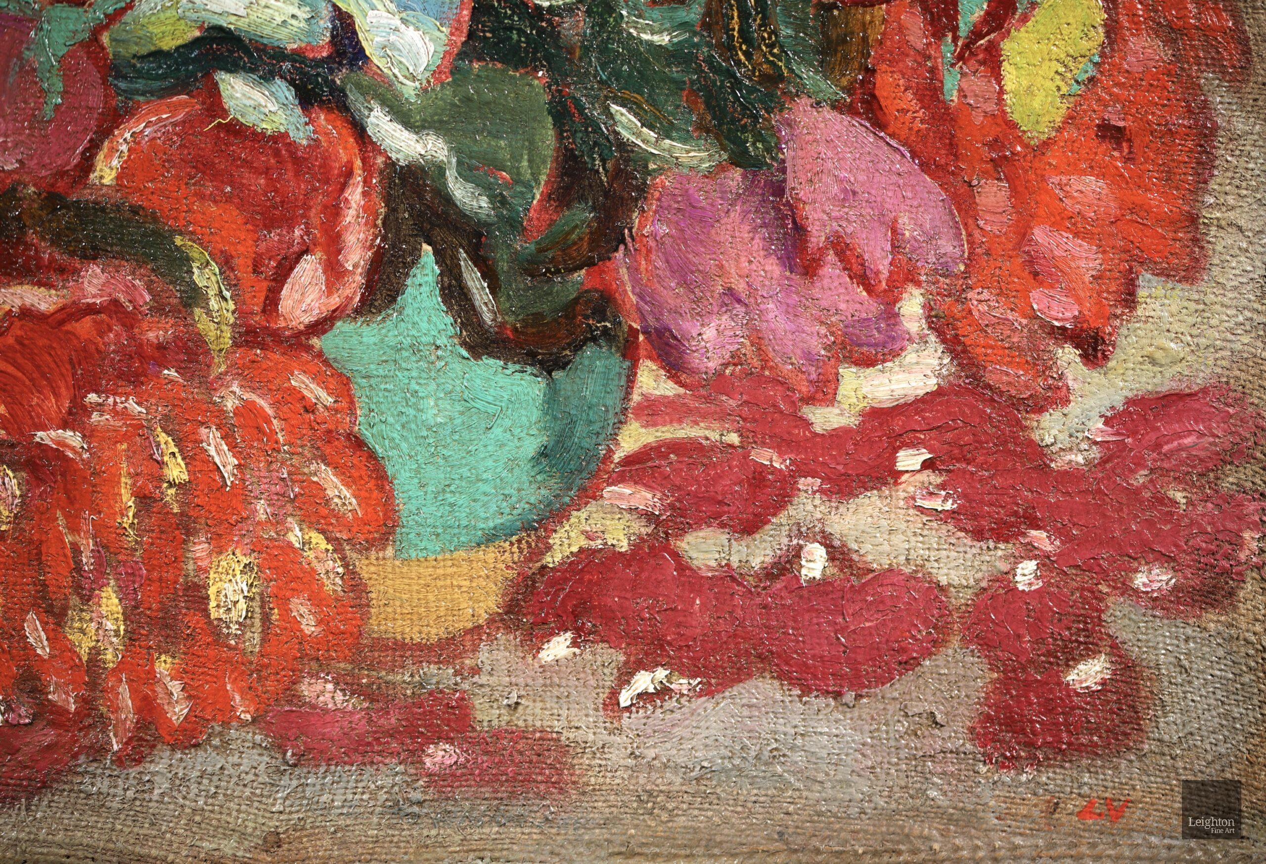 Rosen a la cruche verte - Fauvistisches Blumenstillleben Öl von Louis Valtat im Angebot 6