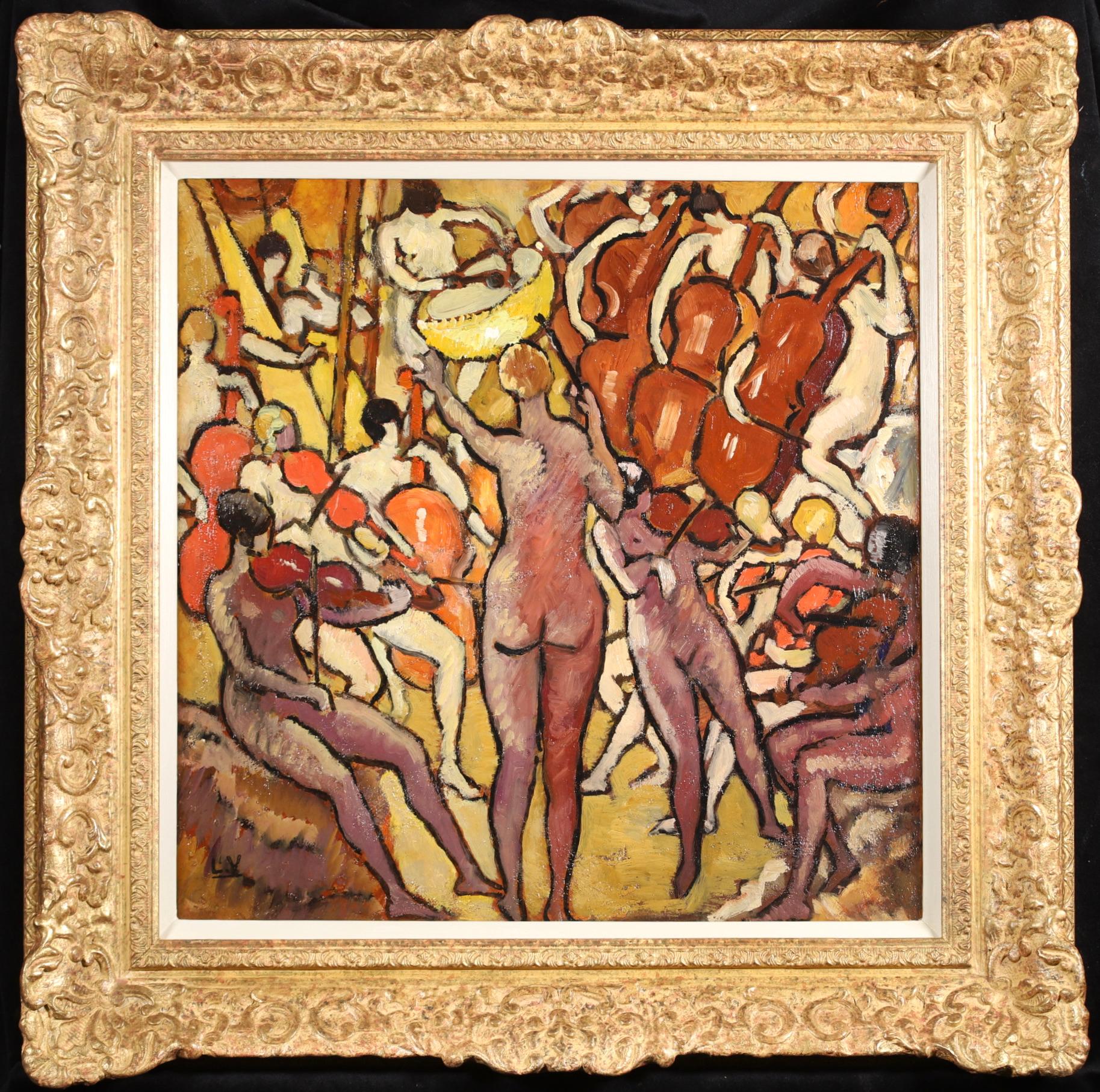 L'Orchestre - Peinture à l'huile figurative d'un nu fauviste de Louis Valtat