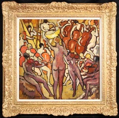 L'Orchestra - Pittura ad olio di nudo figurativo fauvista di Louis Valtat