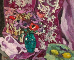 Vase Anémones et Citrons, Draperie by Louis Valtat